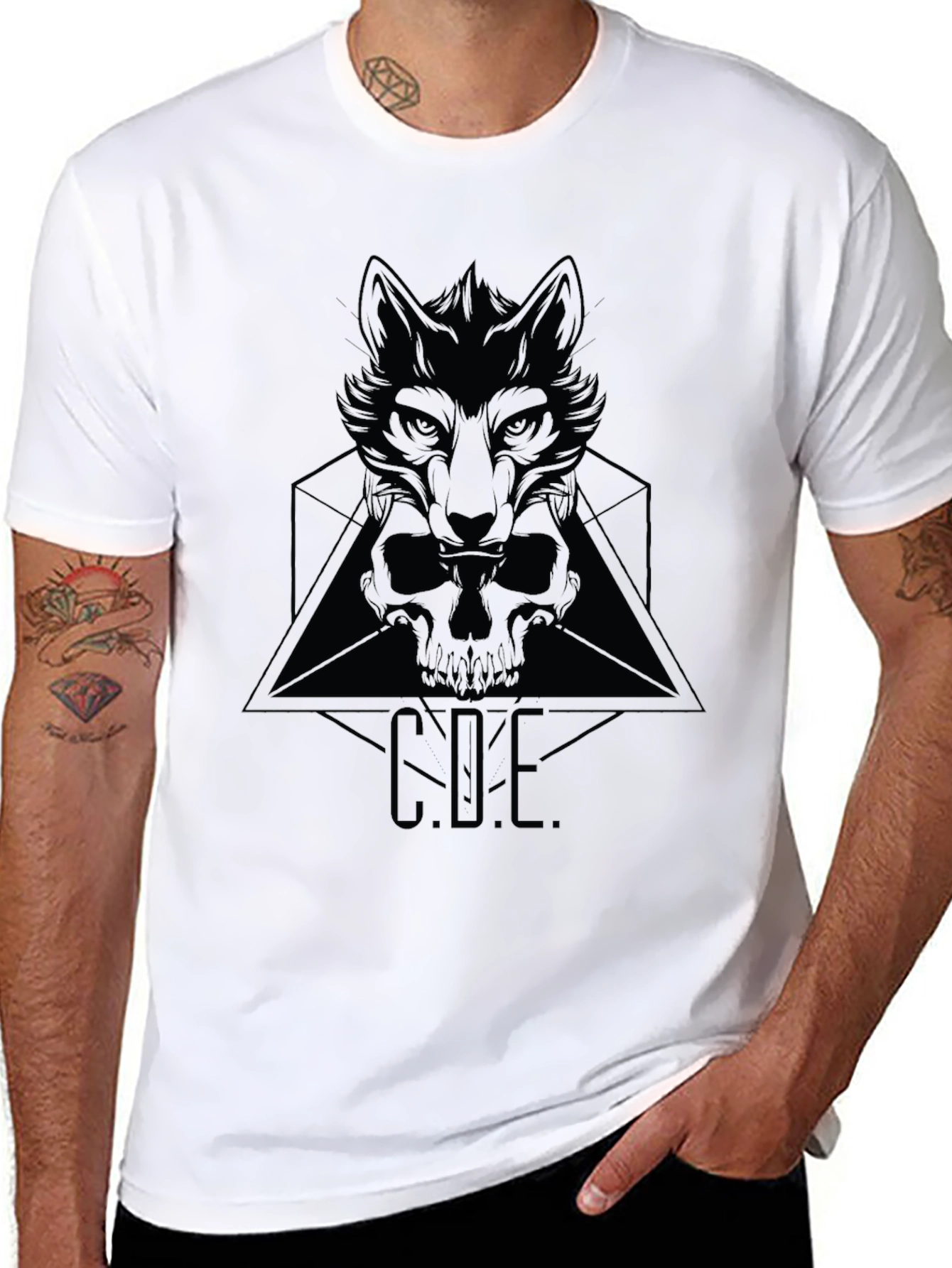 Wolf Skull Graphic T-Shirt - Mens Black Tee