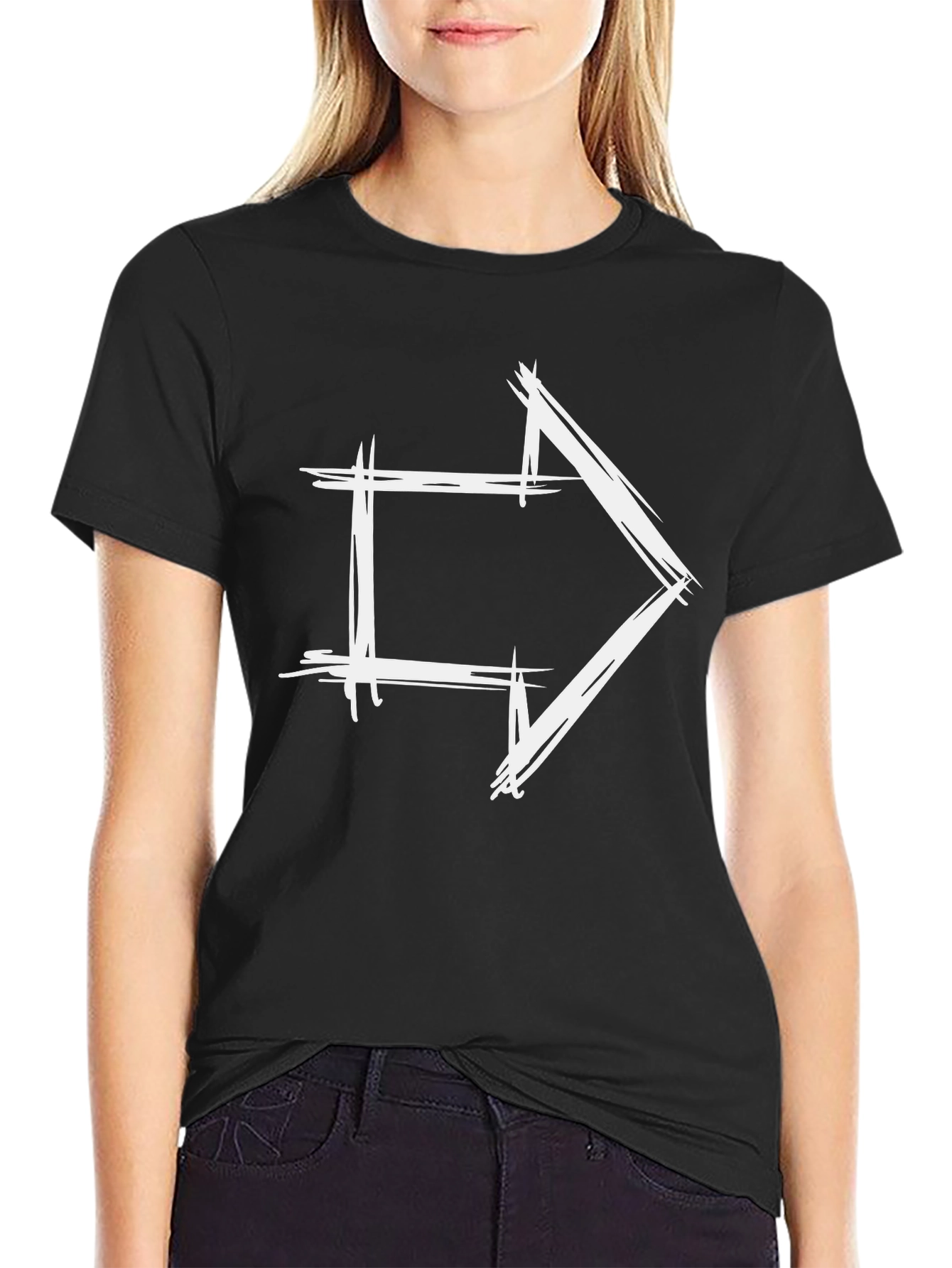 Modern Arrow Graphic Tee - Black Cotton T-Shirt