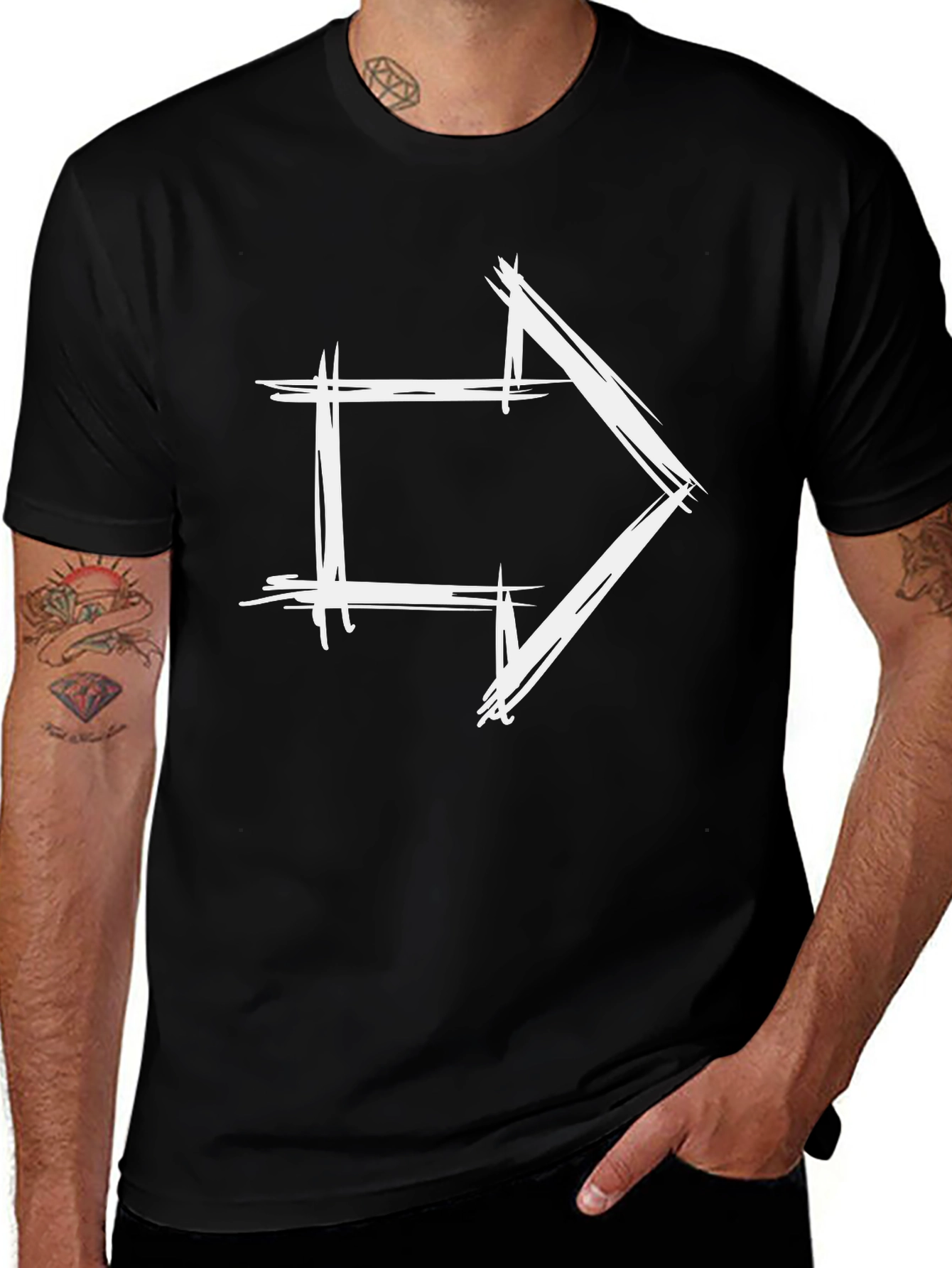 Modern Arrow Graphic Tee - Black Cotton T-Shirt