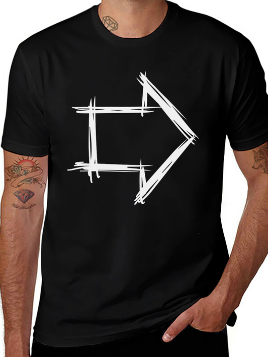 Modern Arrow Graphic Tee - Black Cotton T-Shirt
