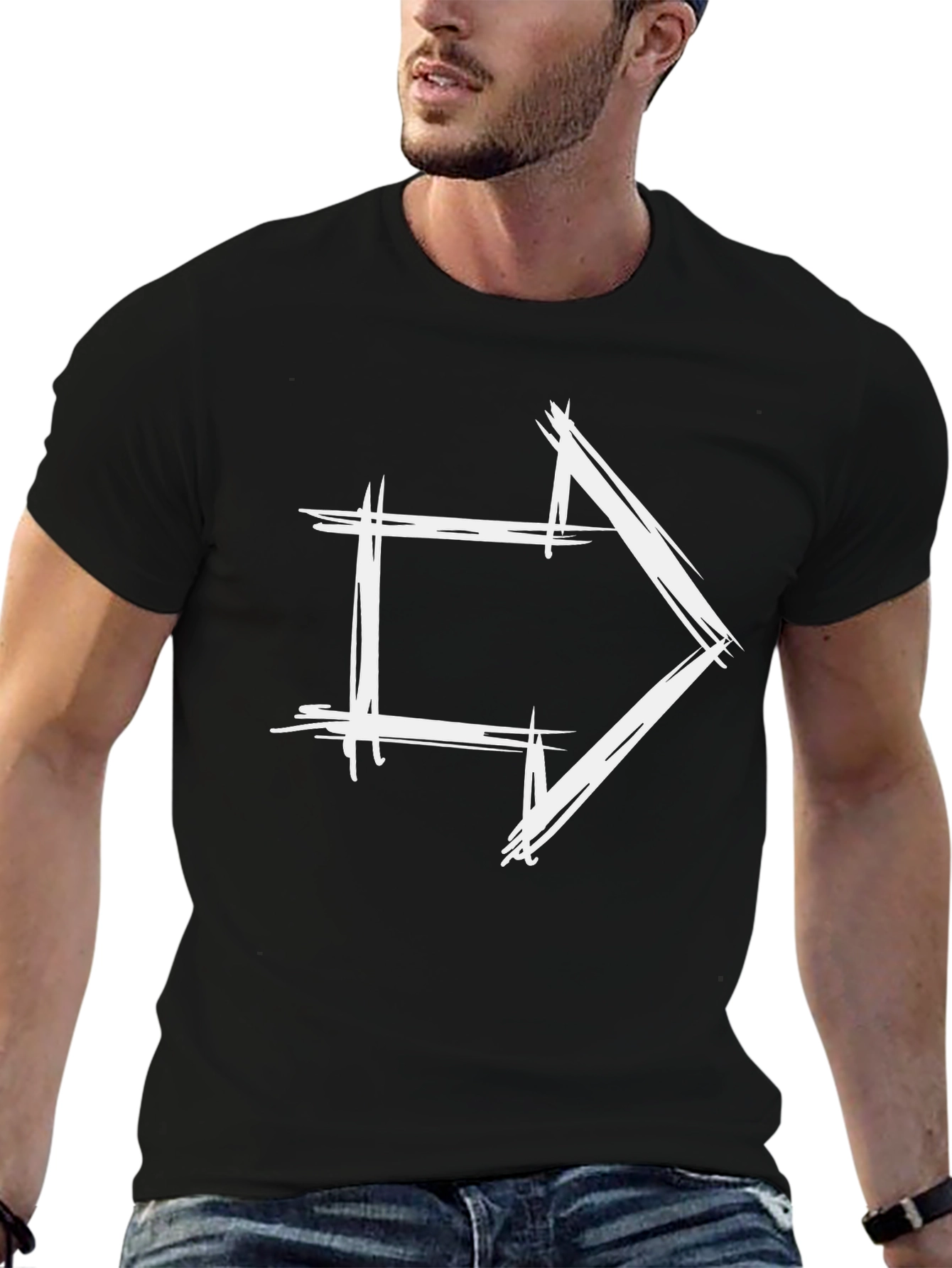 Modern Arrow Graphic Tee - Black Cotton T-Shirt