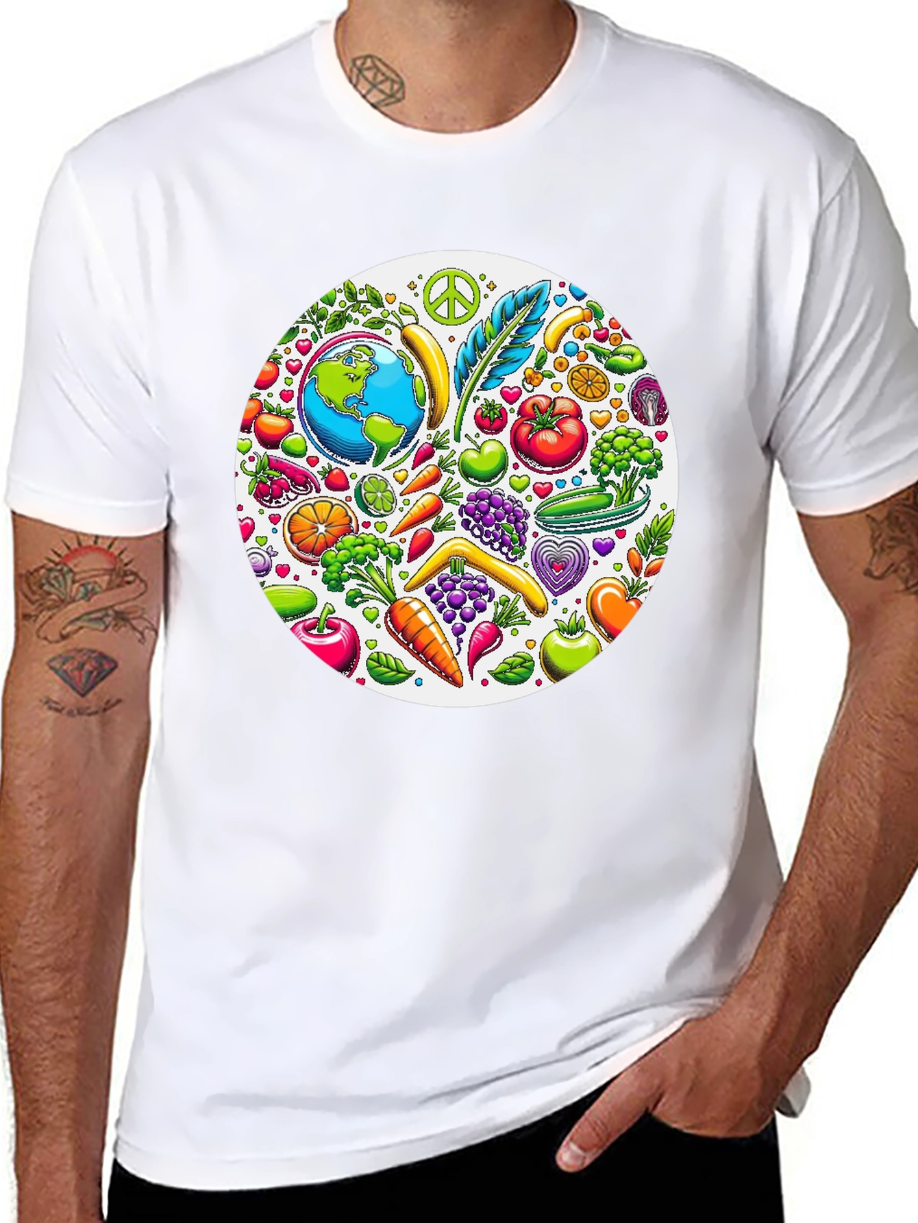 Vegan Earth Graphic Tee - Black