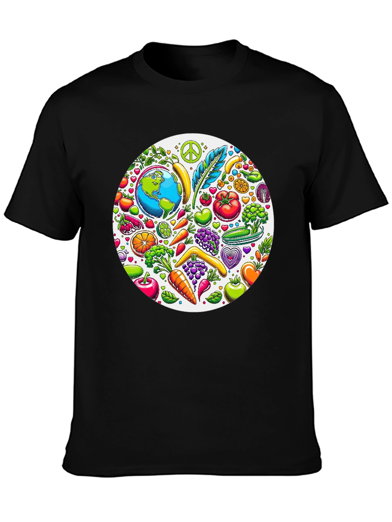 Vegan Earth Graphic Tee - Black
