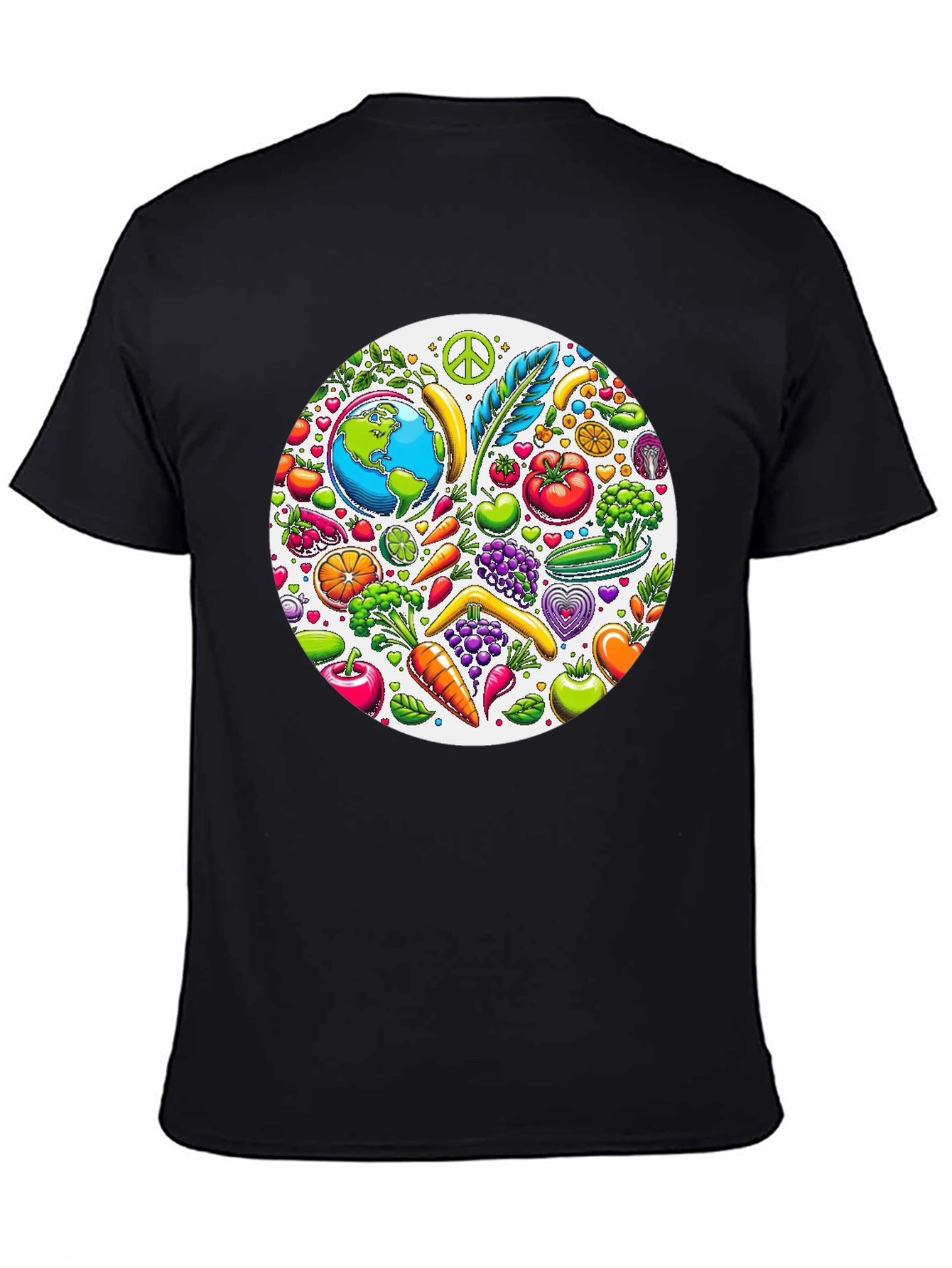 Vegan Earth Graphic Tee - Black