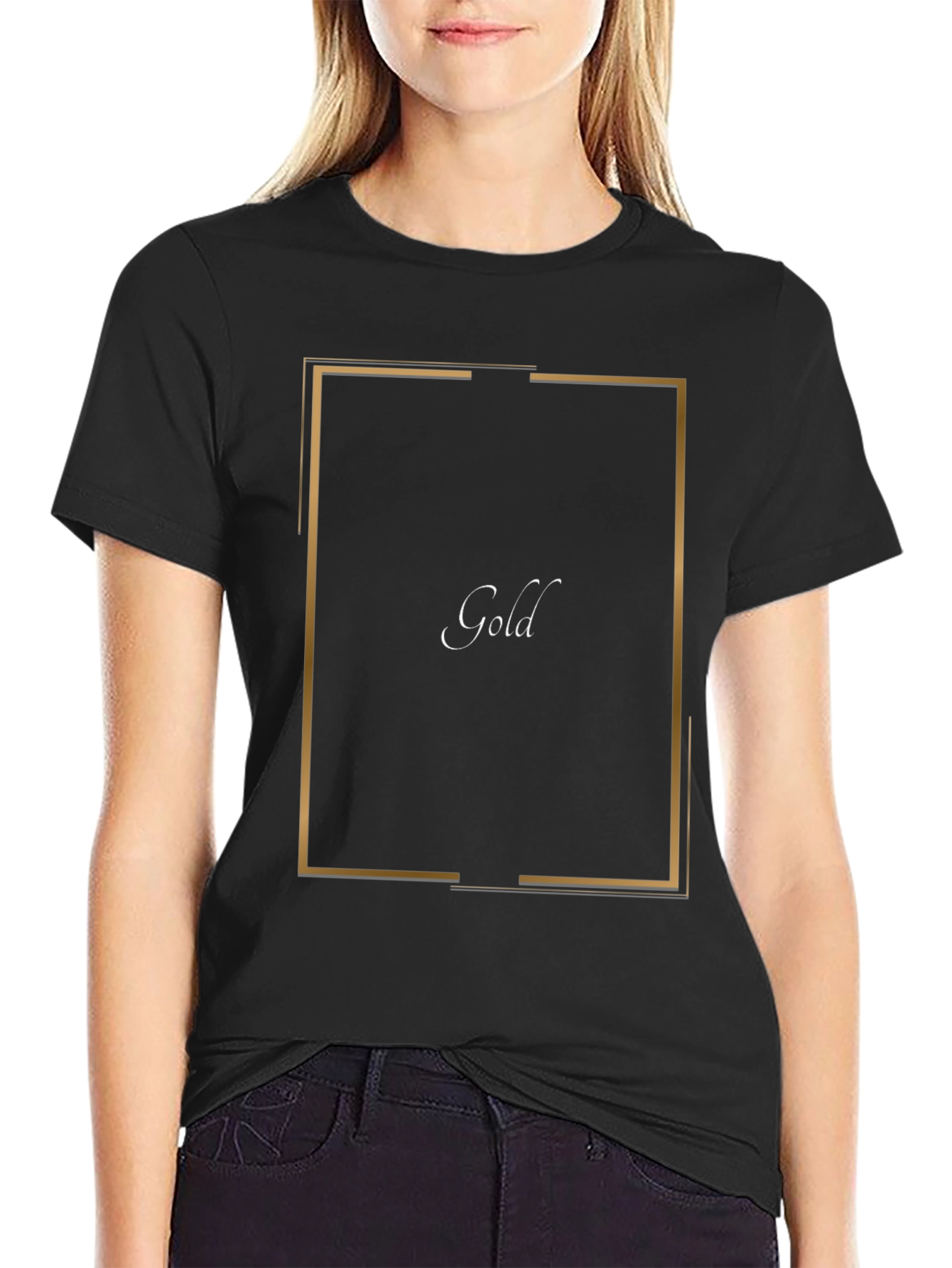 Gold Design Black T-Shirt - Modern Graphic Tee