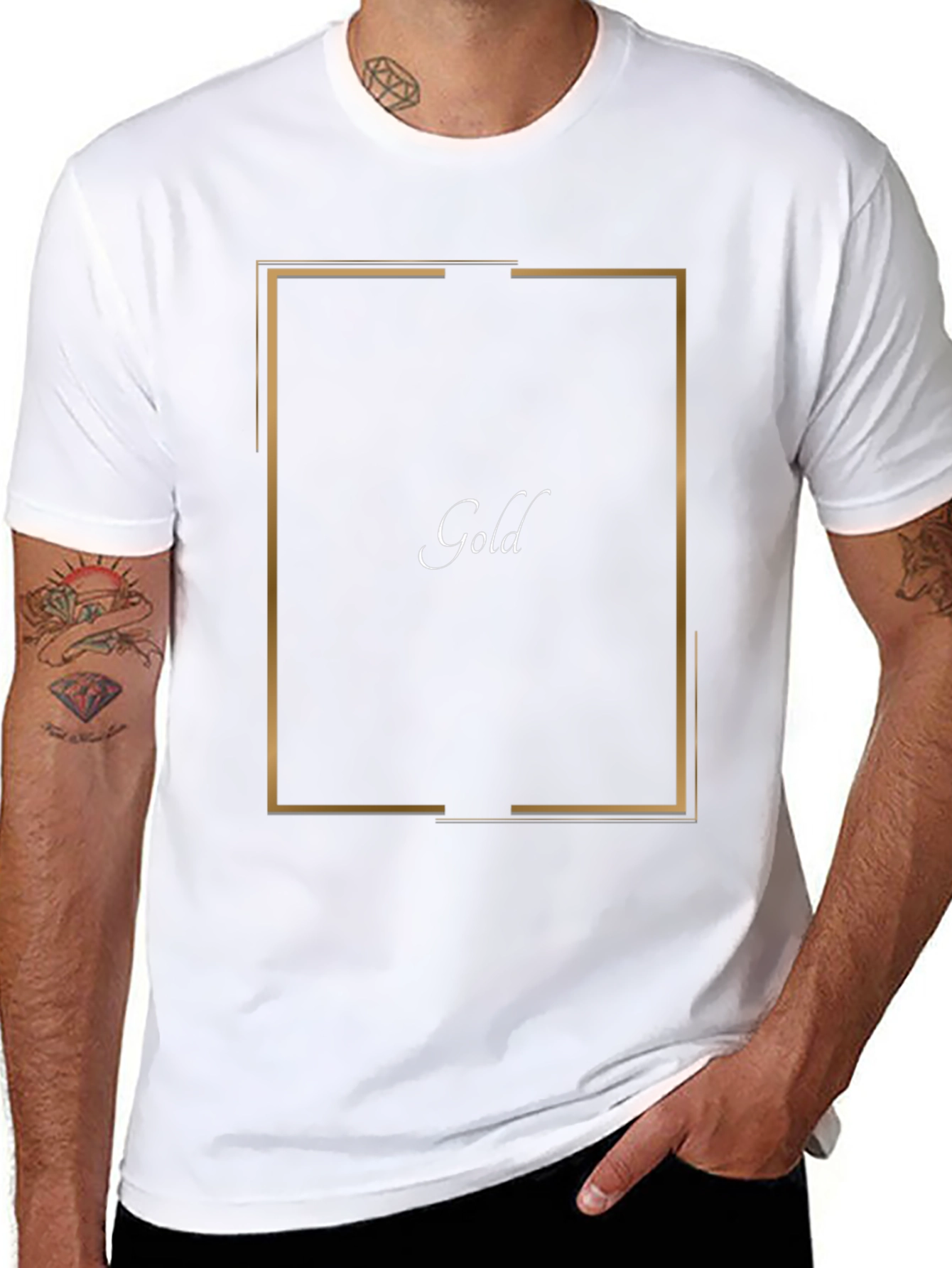 Gold Design Black T-Shirt - Modern Graphic Tee