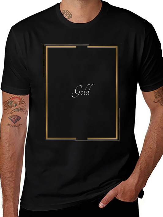 Gold Design Black T-Shirt - Modern Graphic Tee