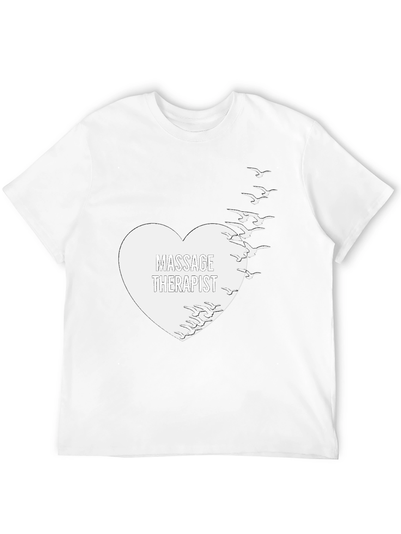 Massage Therapist Heart & Birds Black T-Shirt