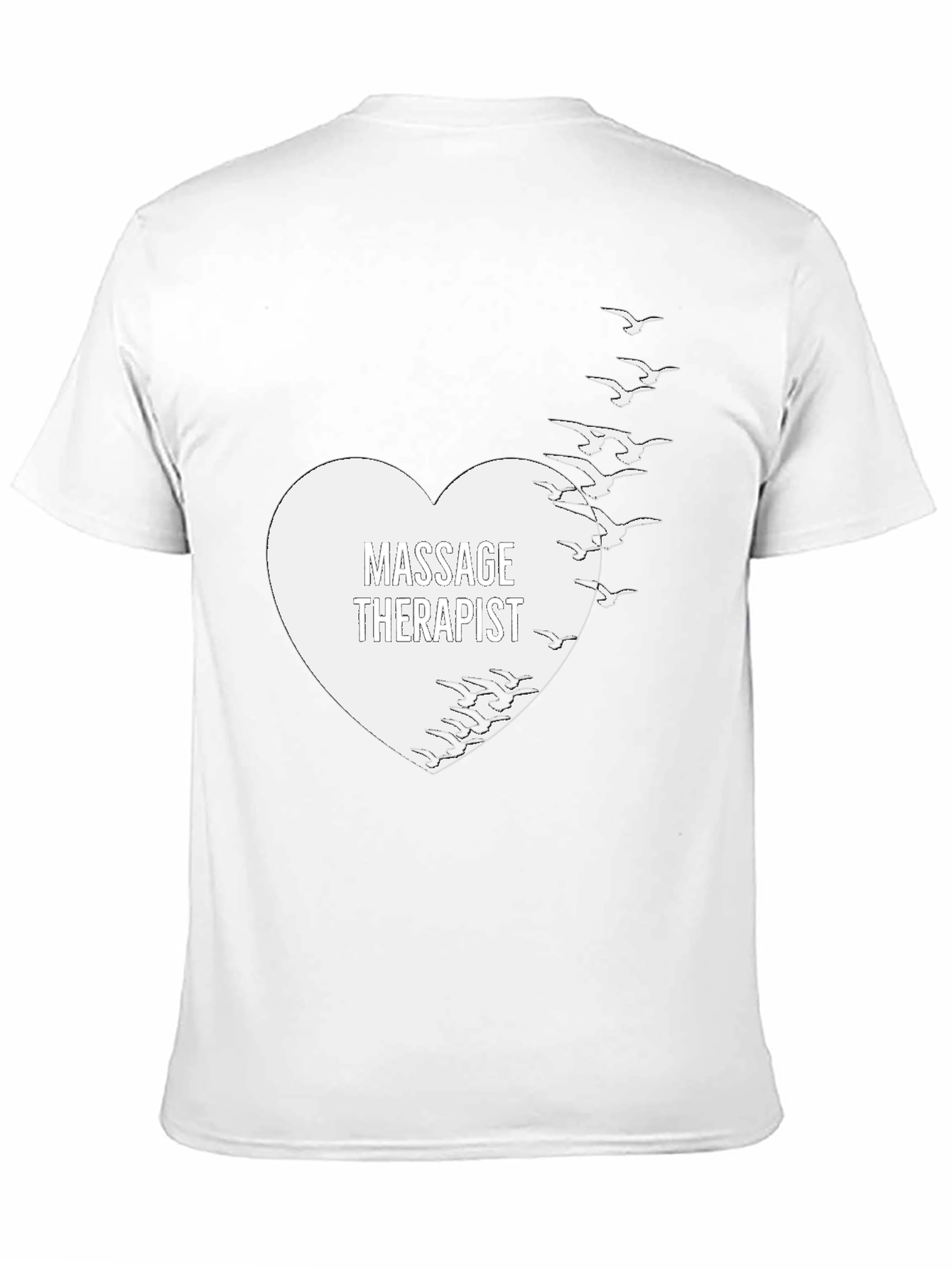 Massage Therapist Heart & Birds Black T-Shirt