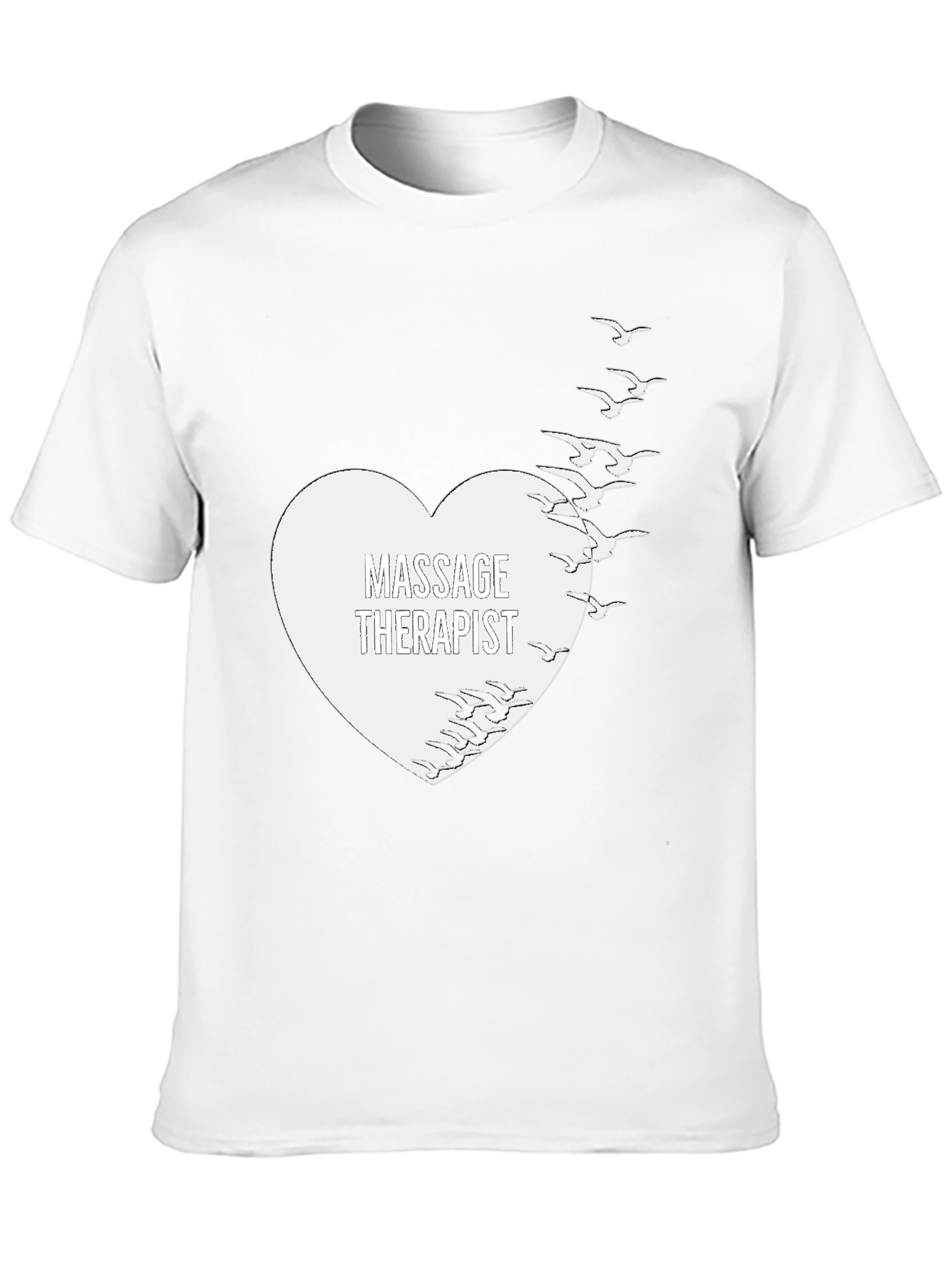 Massage Therapist Heart & Birds Black T-Shirt