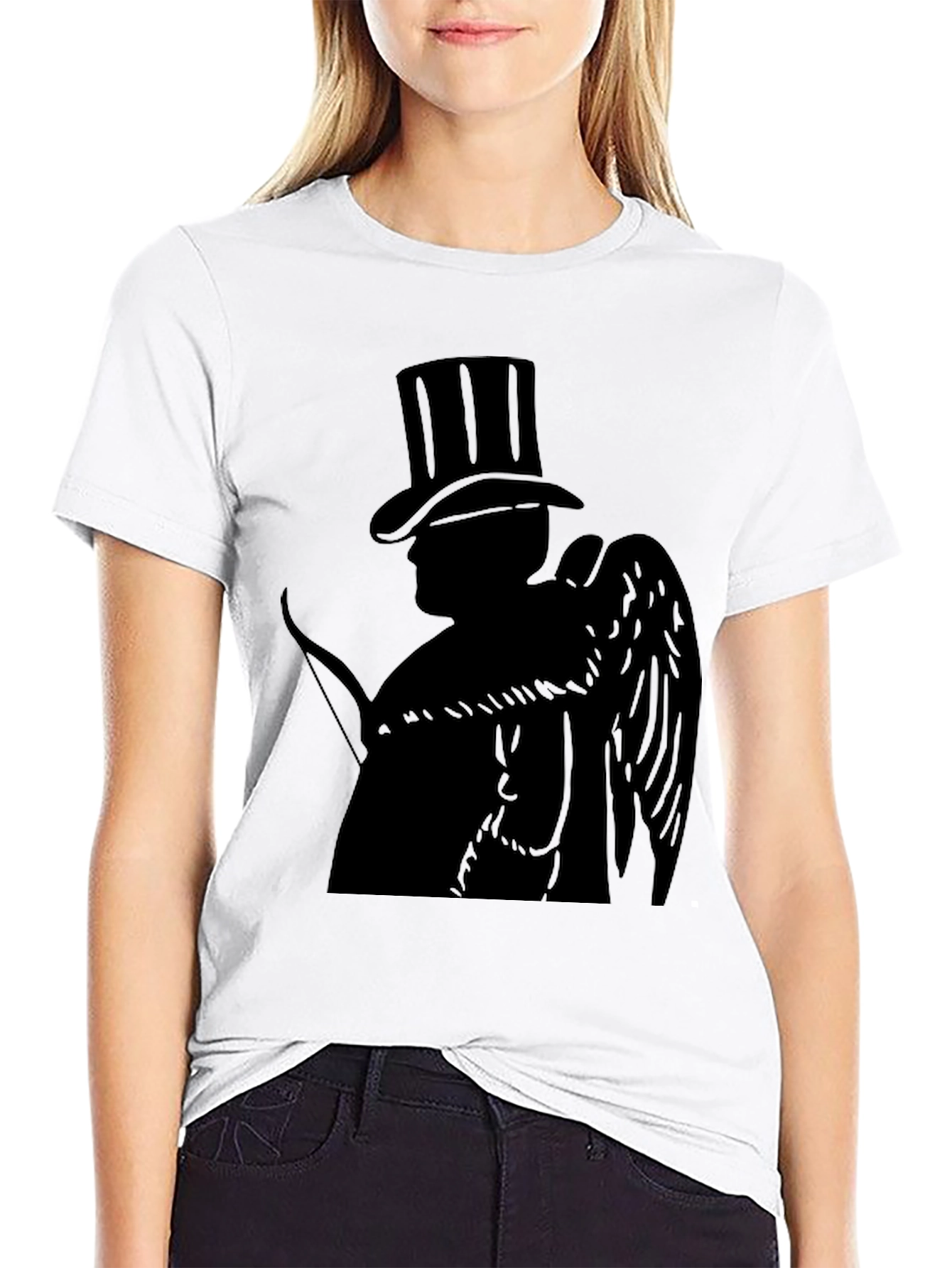 Top Hat Cupid Black T-Shirt - Angelic Style