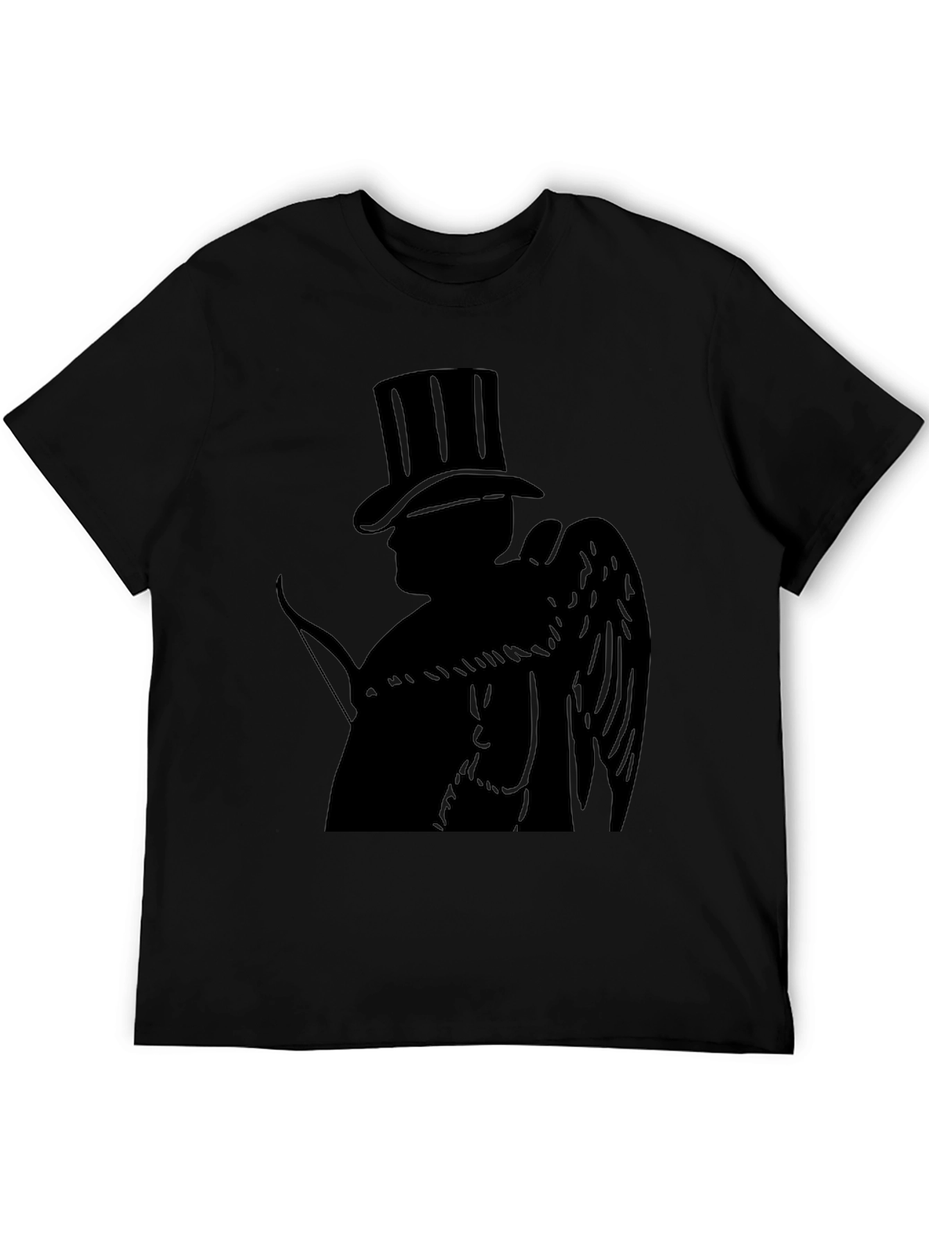 Top Hat Cupid Black T-Shirt - Angelic Style