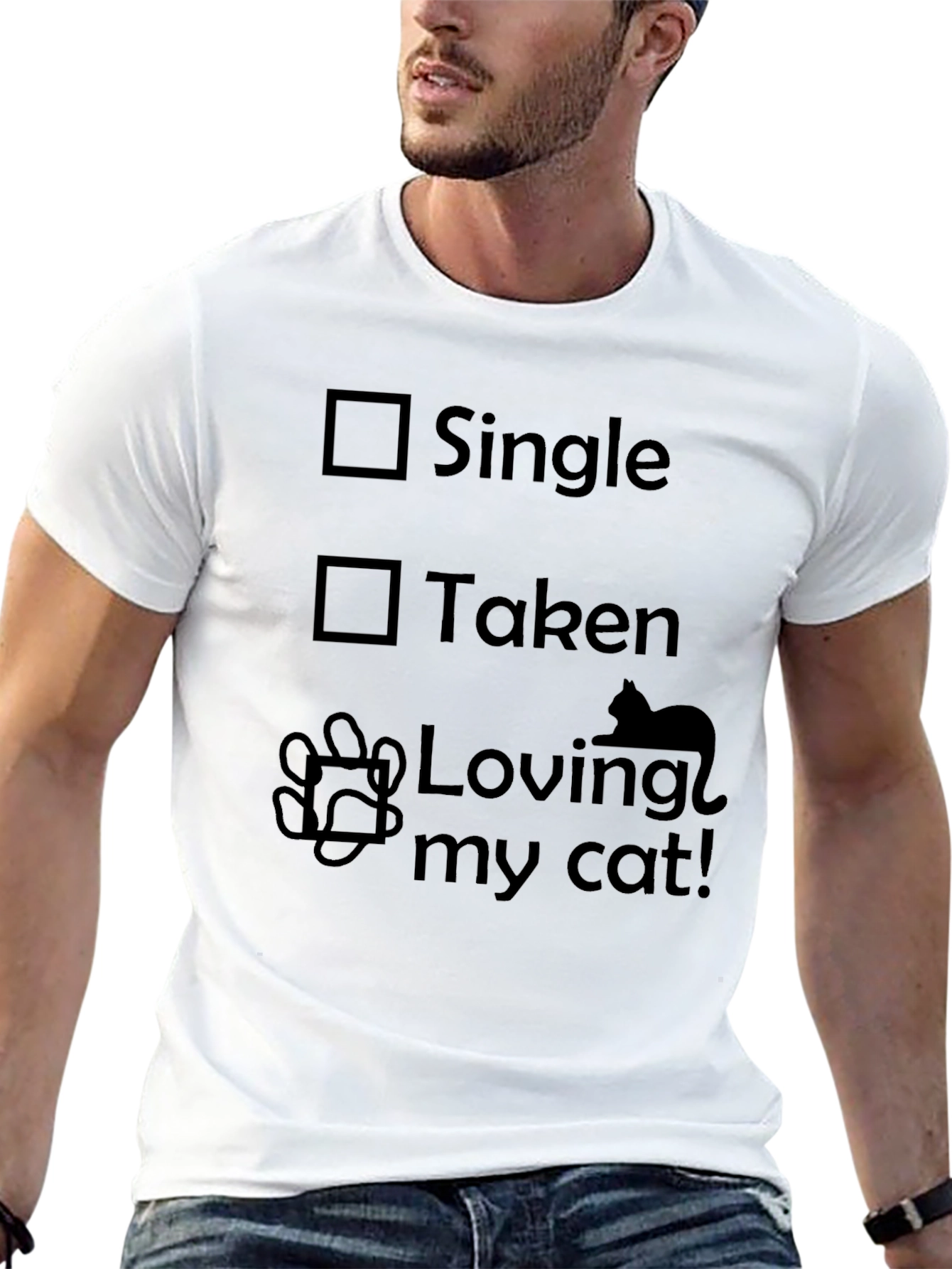 Cat Lover T-Shirt - Single Taken Loving My Cat