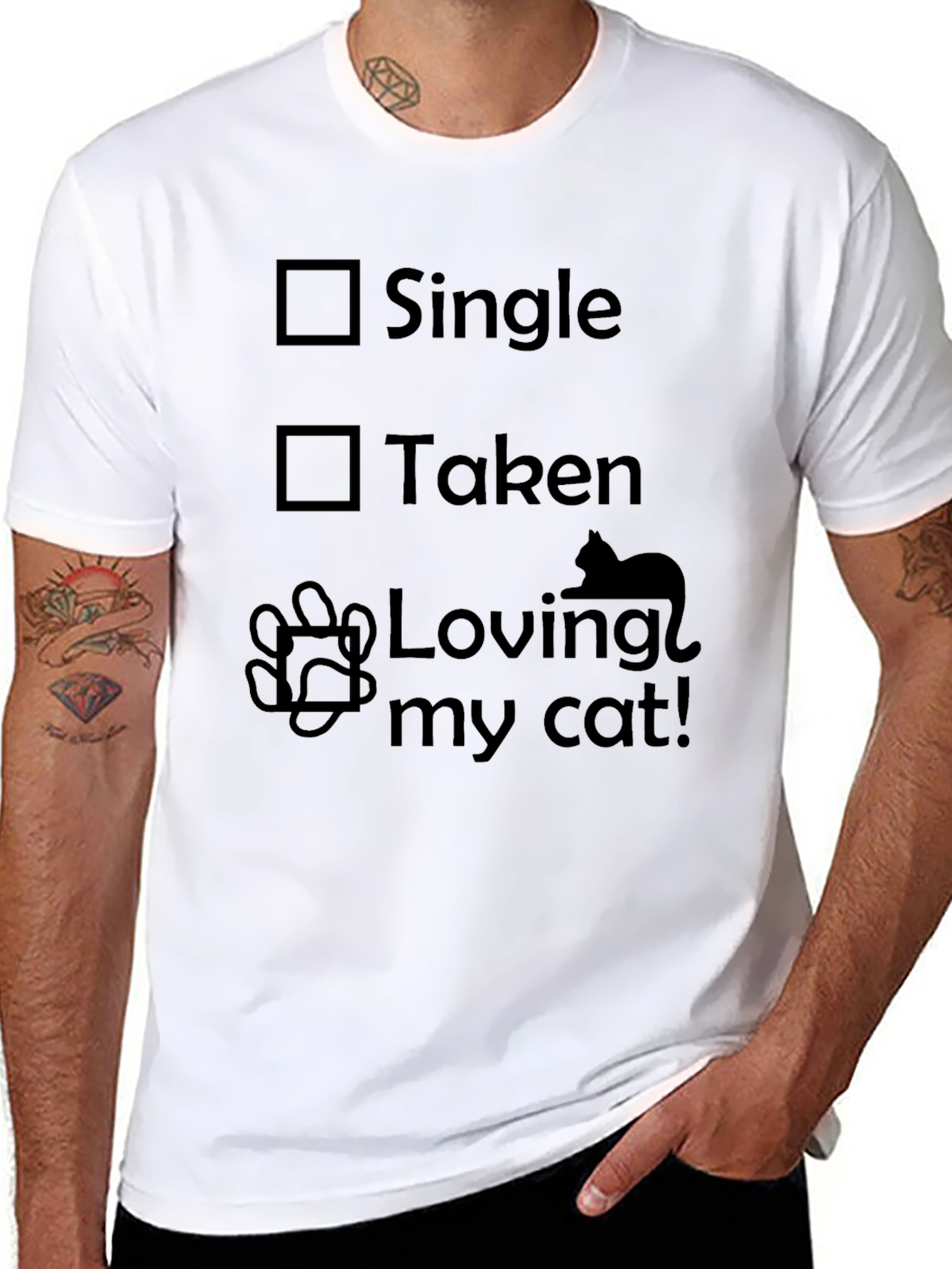 Cat Lover T-Shirt - Single Taken Loving My Cat