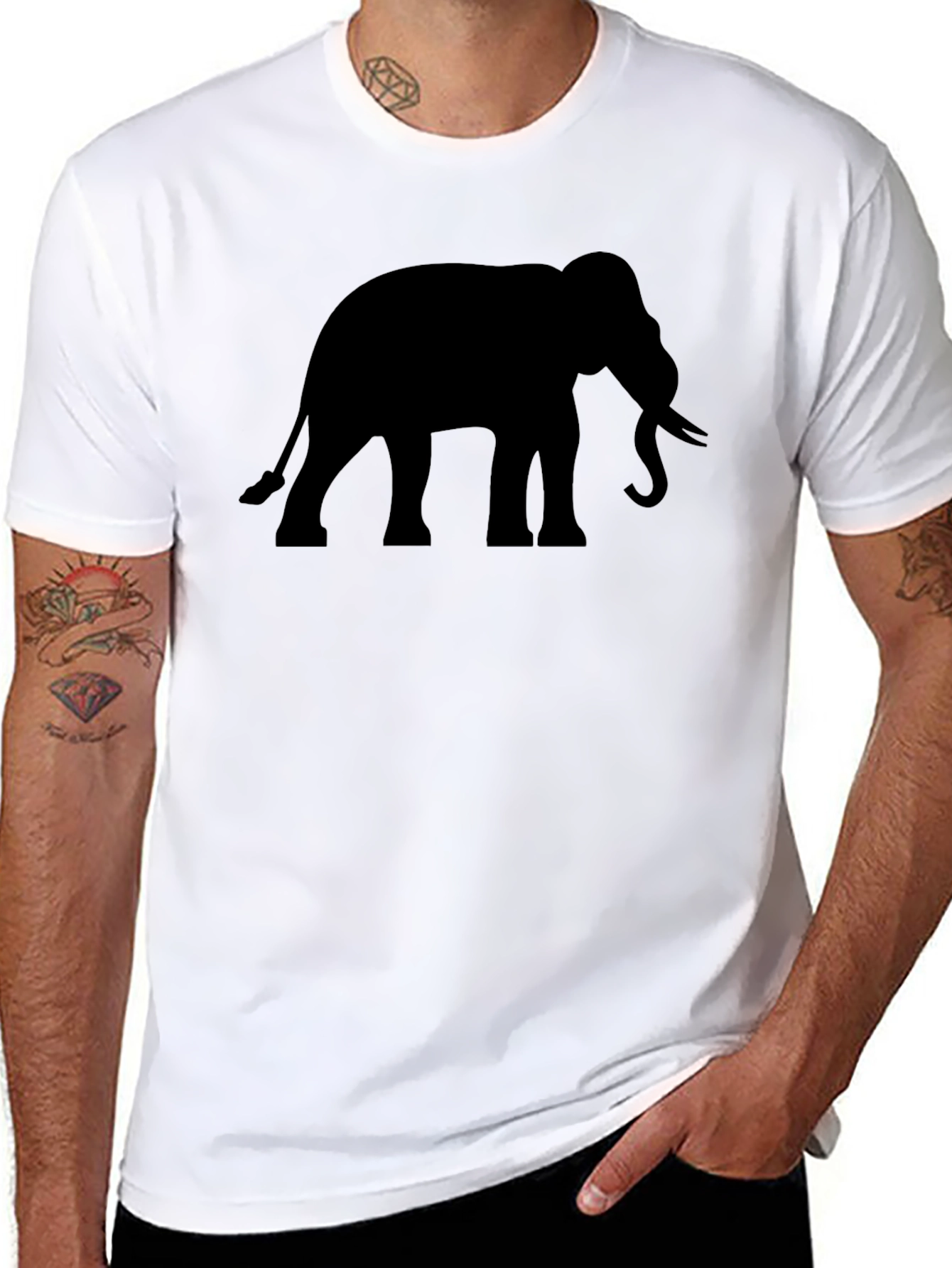 Elephant Silhouette Black T-Shirt