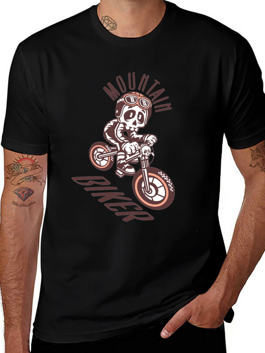 Mountain Biker Skeleton Graphic Tee - Black