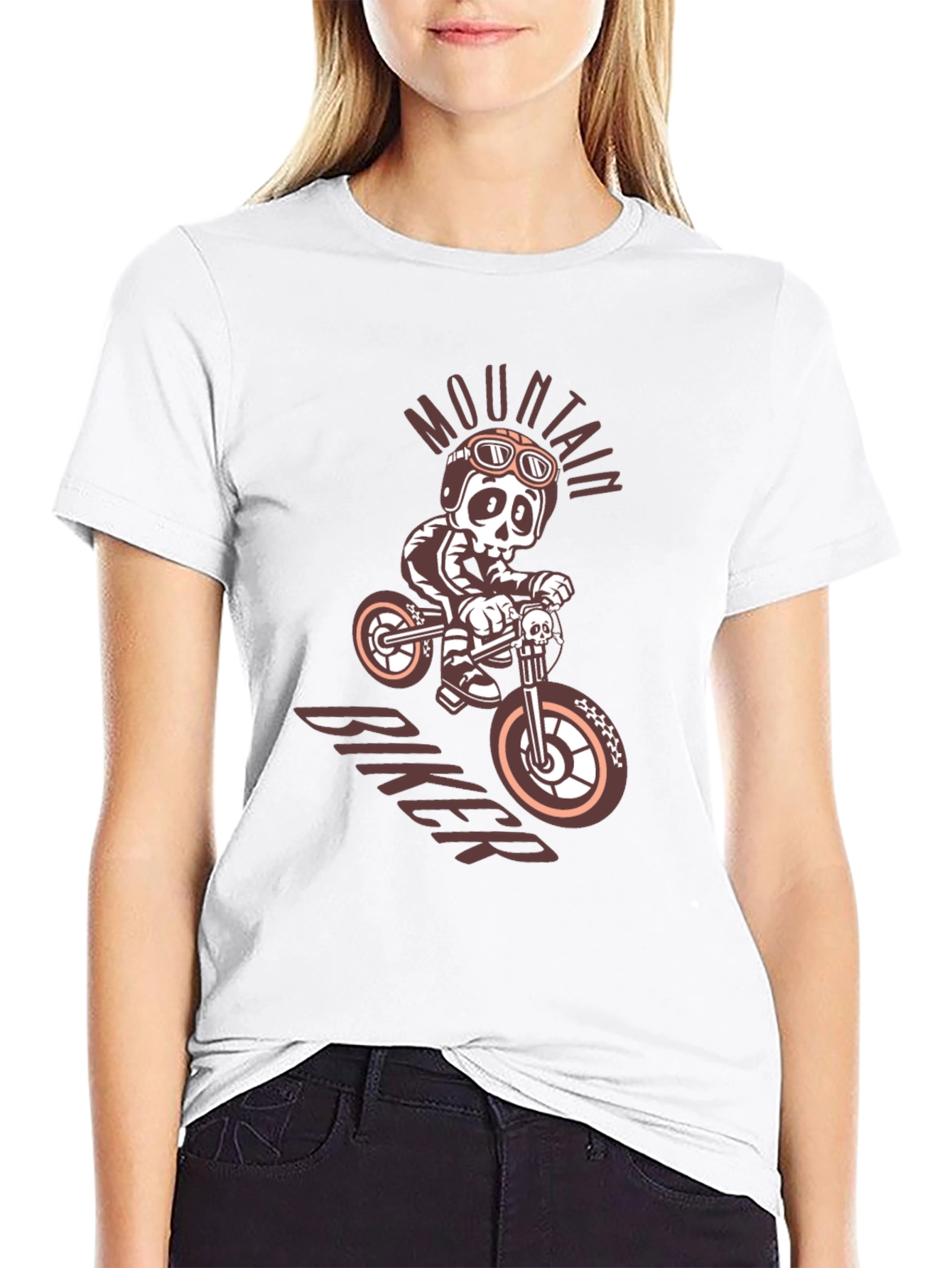 Mountain Biker Skeleton Graphic Tee - Black