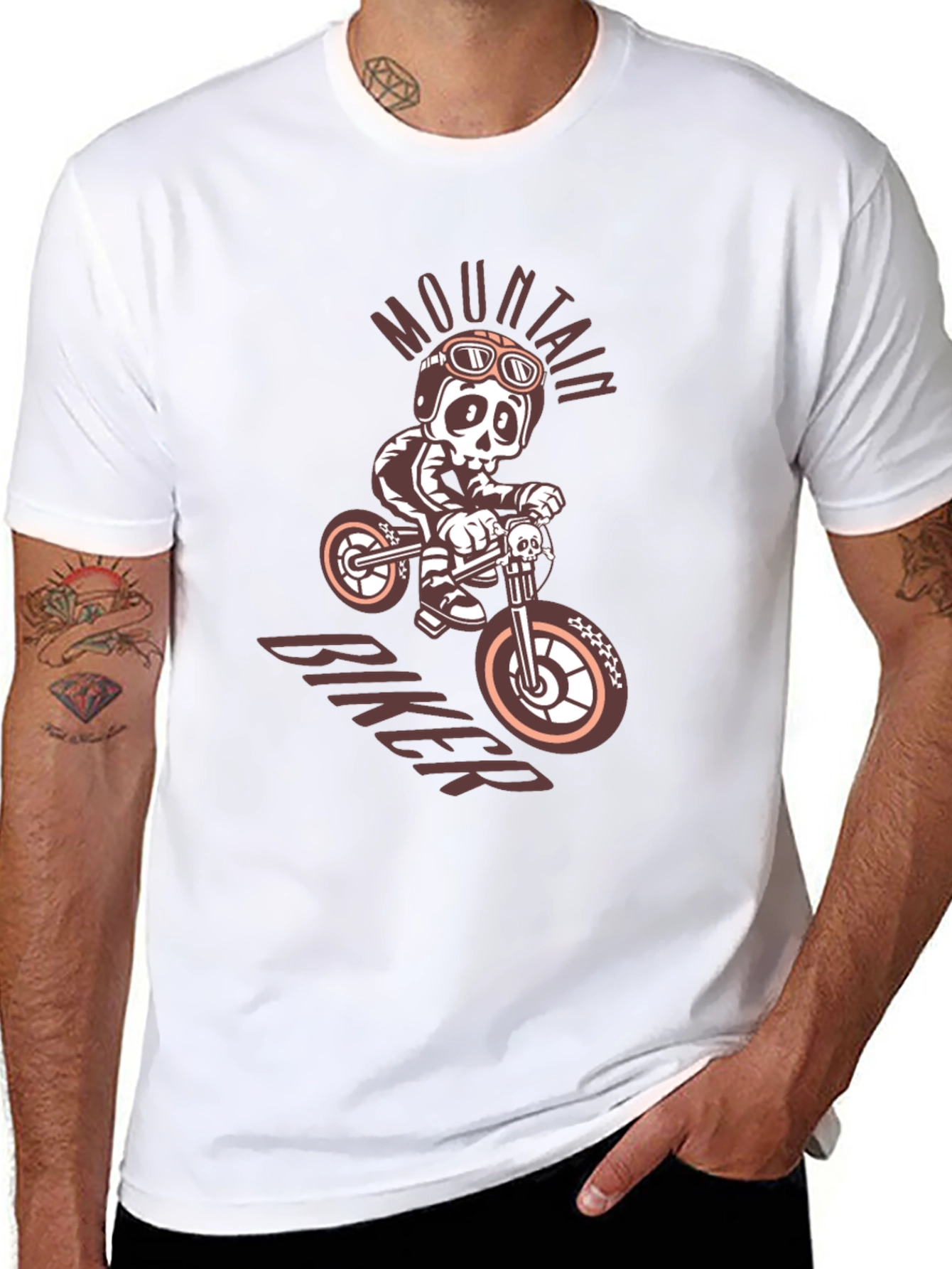 Mountain Biker Skeleton Graphic Tee - Black