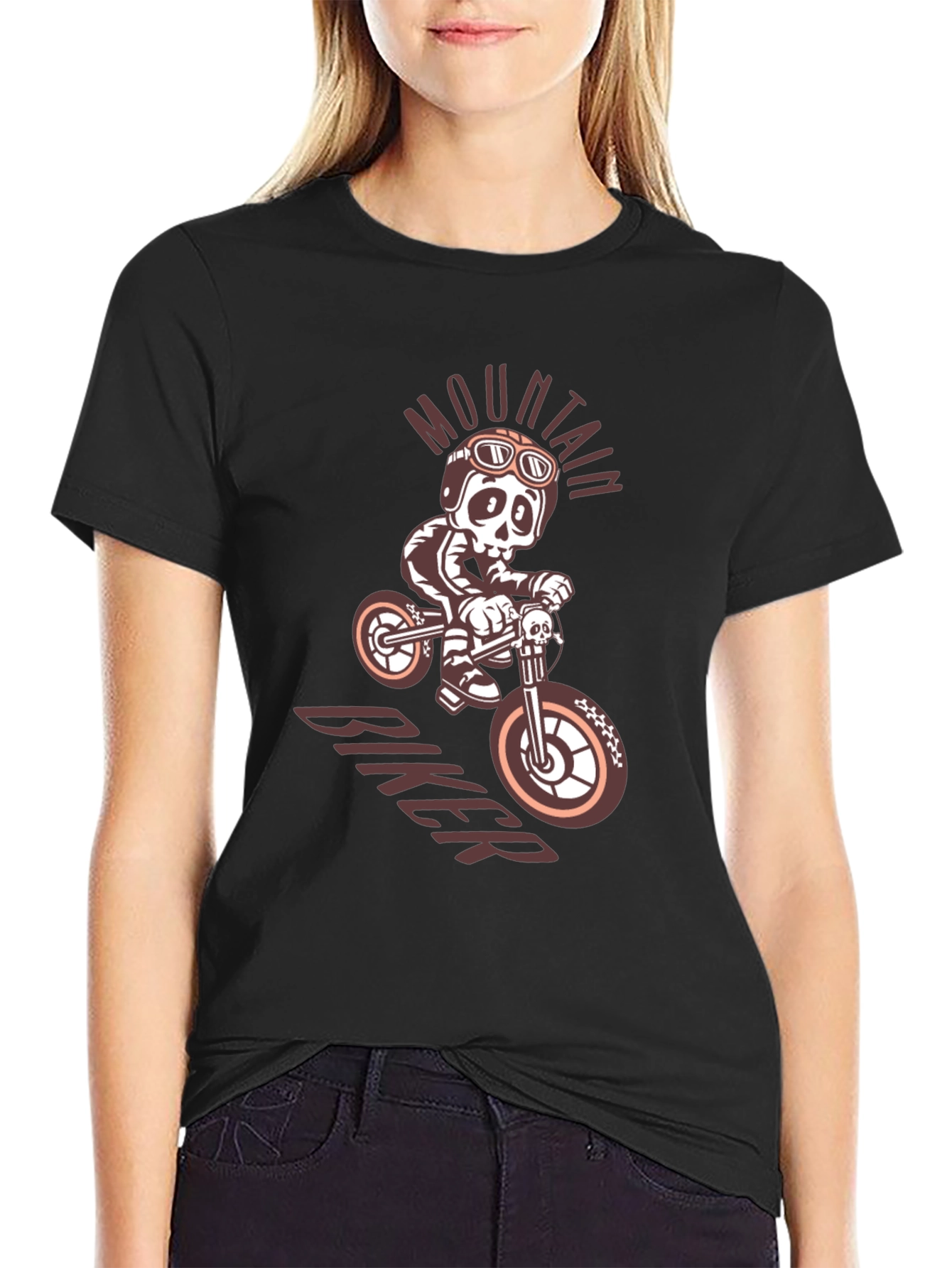 Mountain Biker Skeleton Graphic Tee - Black