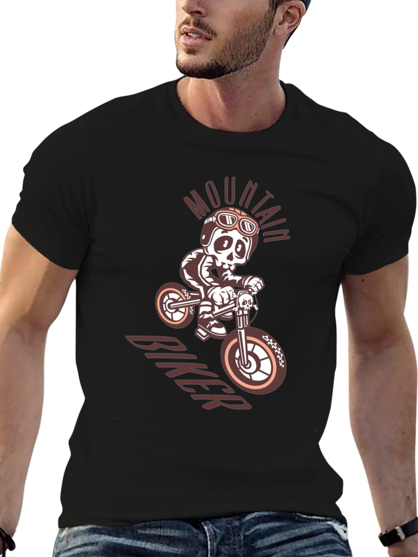 Mountain Biker Skeleton Graphic Tee - Black