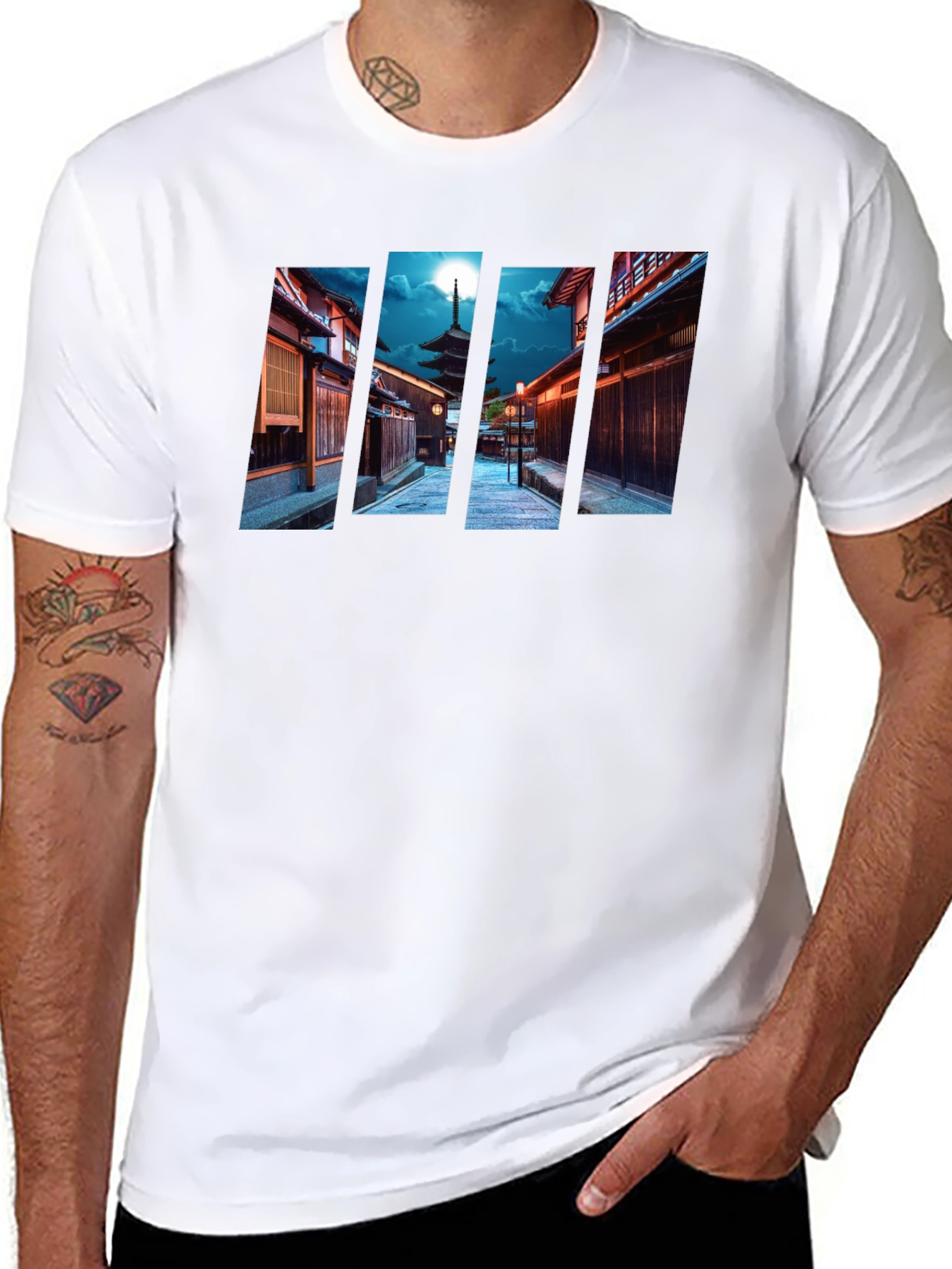 Kyoto Pagoda Graphic Tee - Cityscape Black T-Shirt