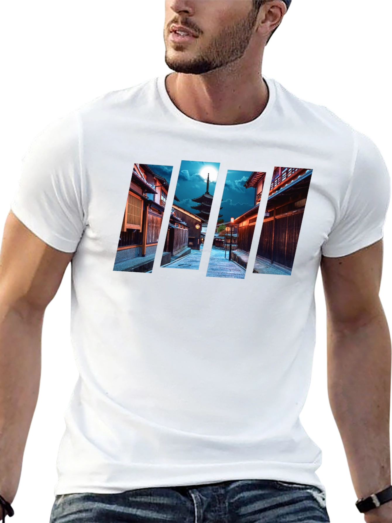 Kyoto Pagoda Graphic Tee - Cityscape Black T-Shirt