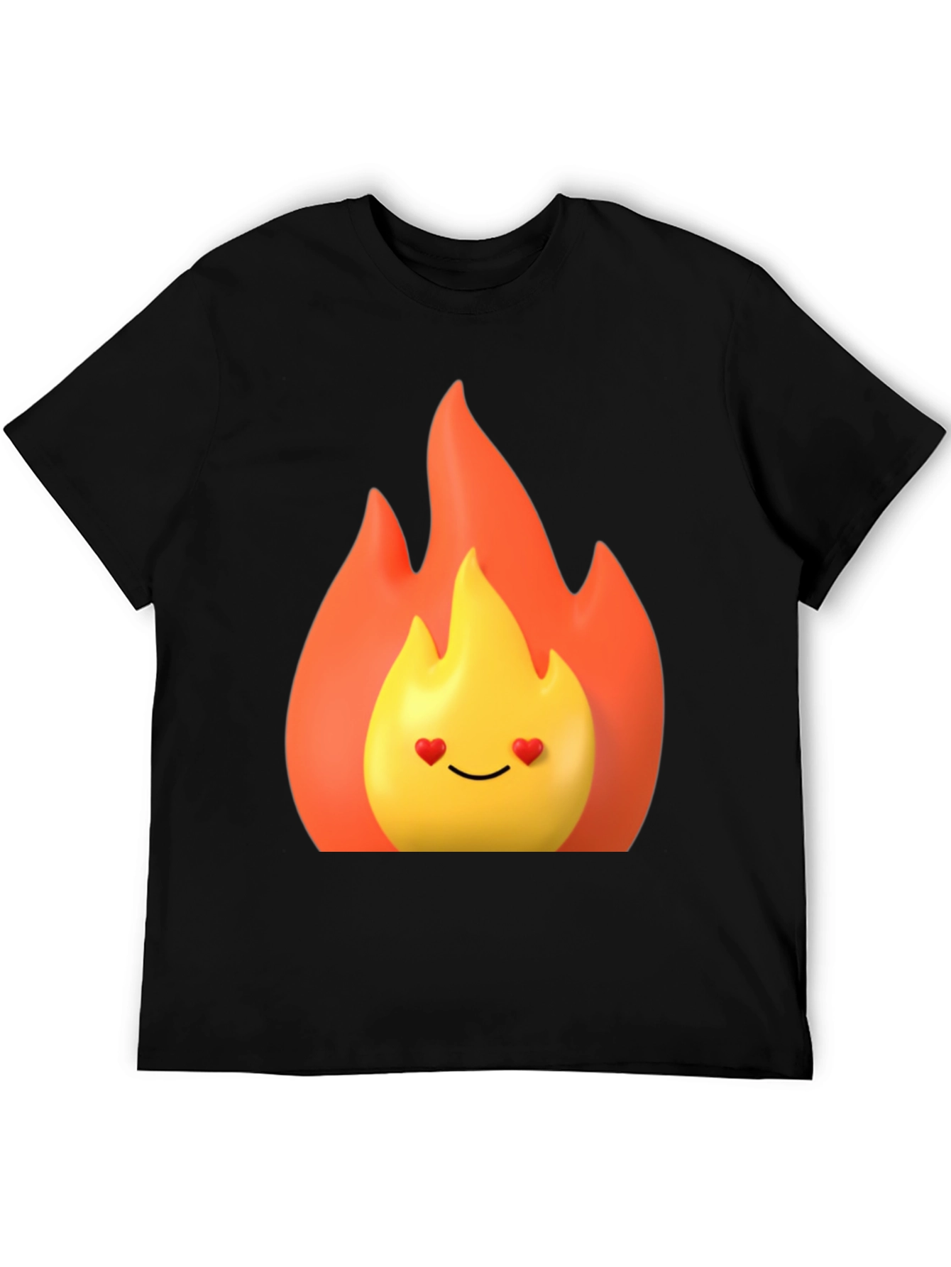 Flaming Heart Eyes Emoji Black T-Shirt