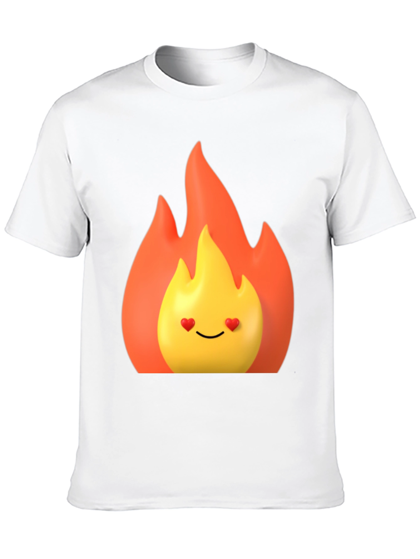 Flaming Heart Eyes Emoji Black T-Shirt