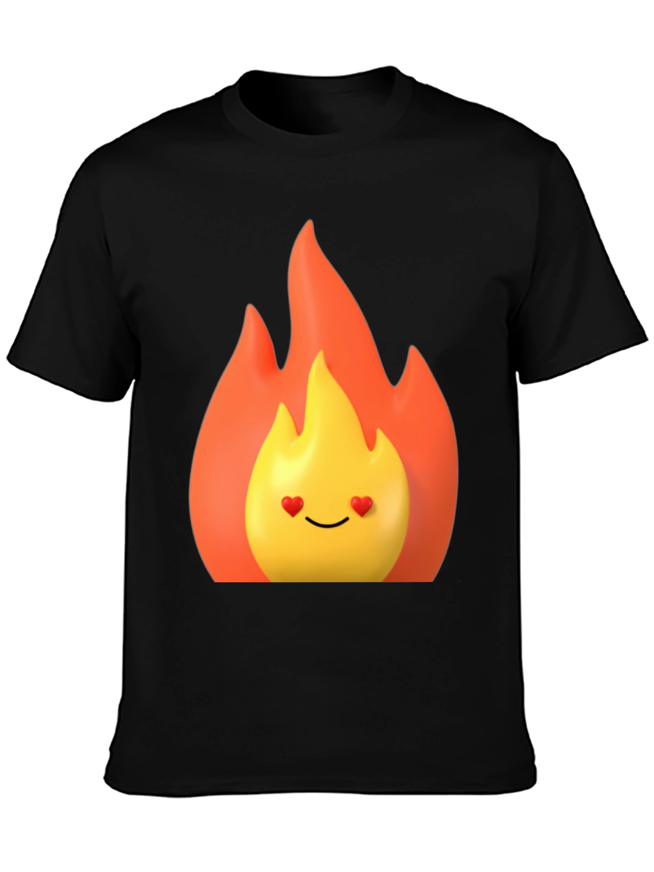 Flaming Heart Eyes Emoji Black T-Shirt