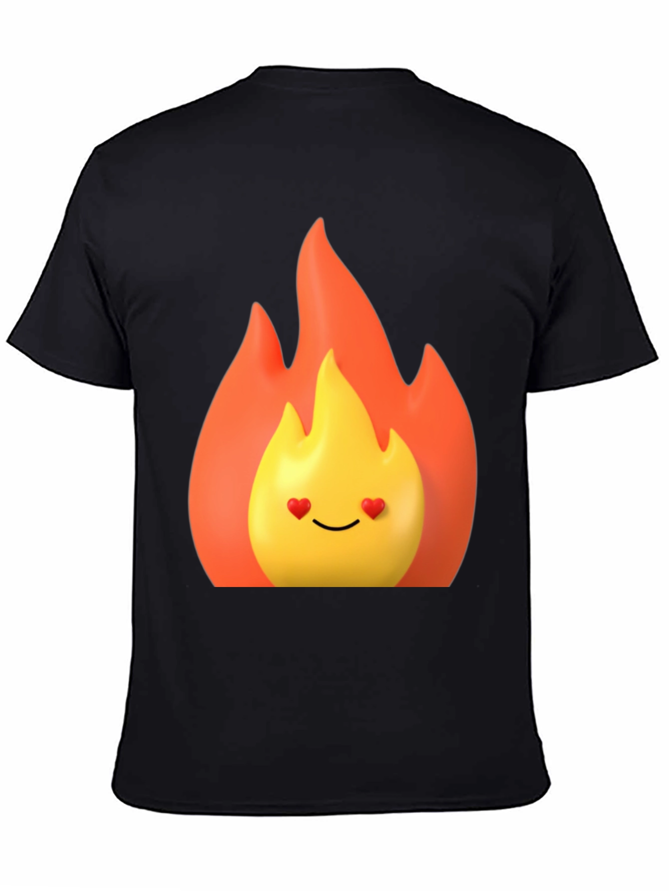Flaming Heart Eyes Emoji Black T-Shirt