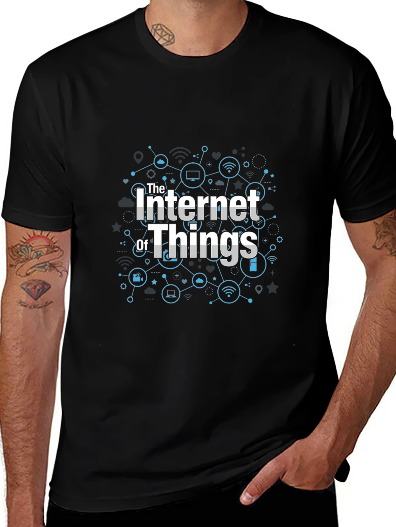 Internet of Things Graphic Tee - Black Cotton T-Shirt