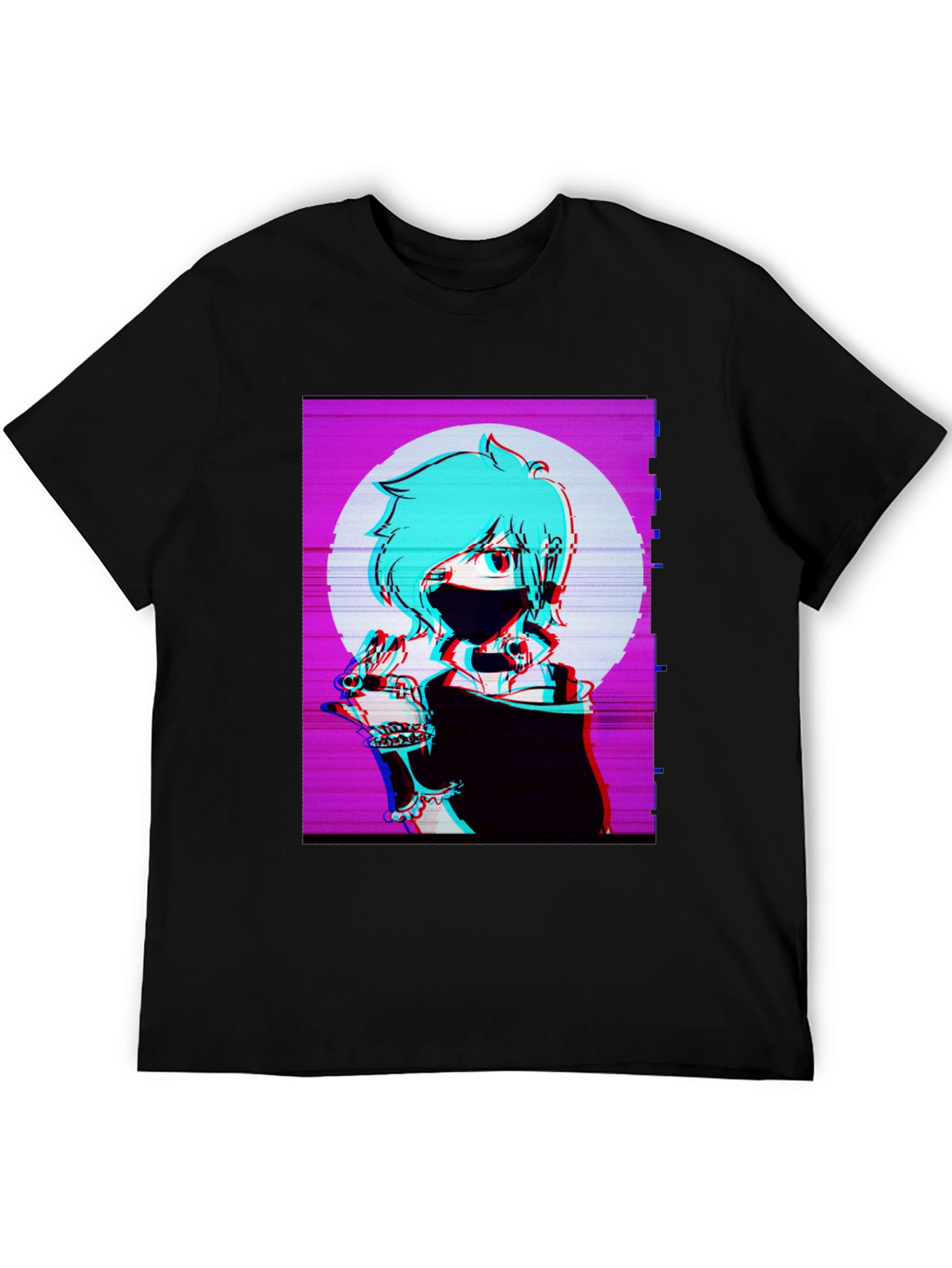 Anime Graphic Tee - Black Vaporwave T-Shirt