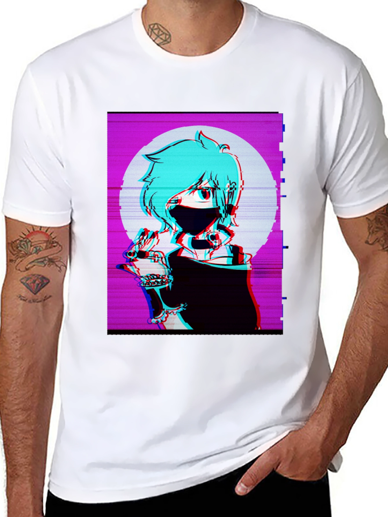 Anime Graphic Tee - Black Vaporwave T-Shirt