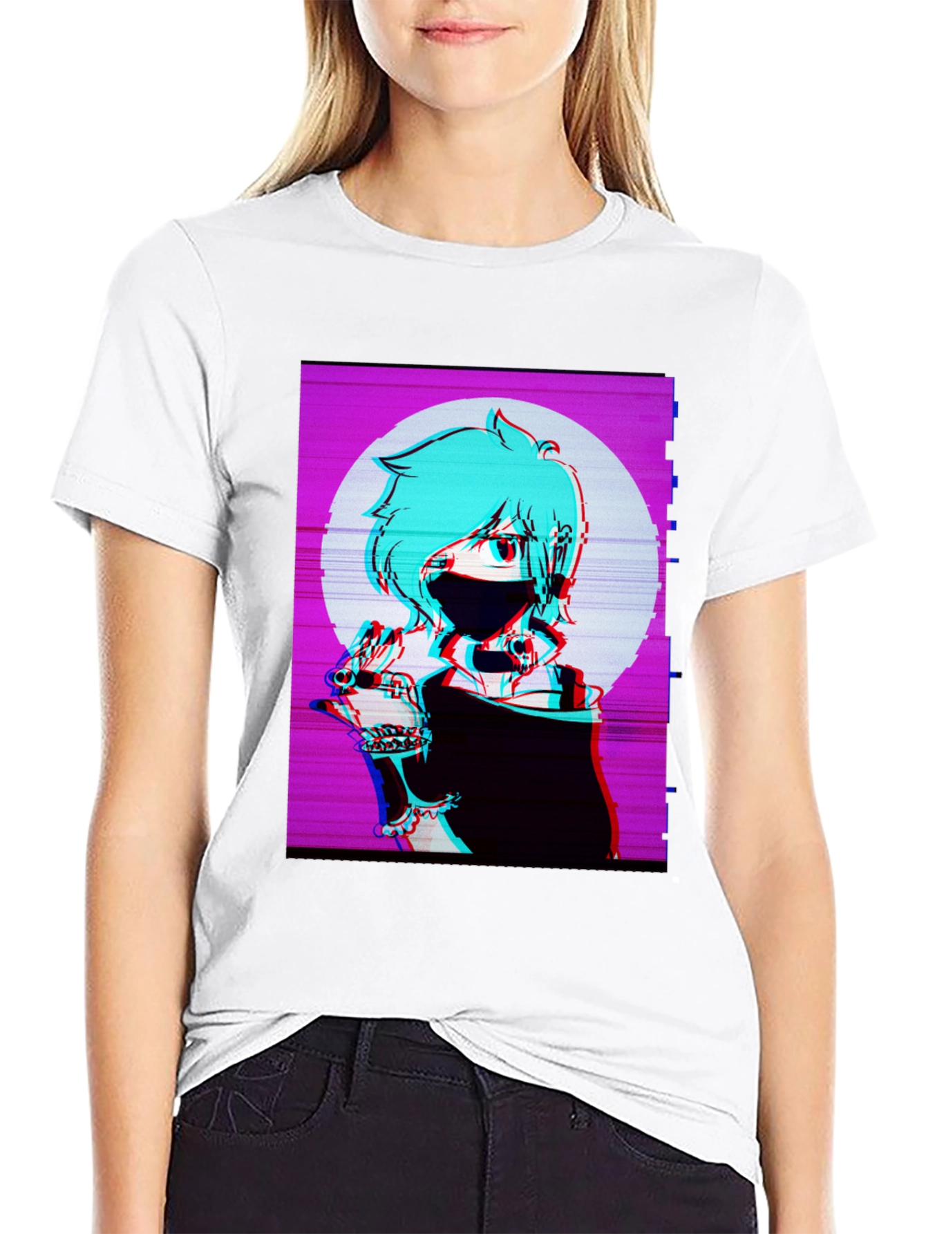 Anime Graphic Tee - Black Vaporwave T-Shirt