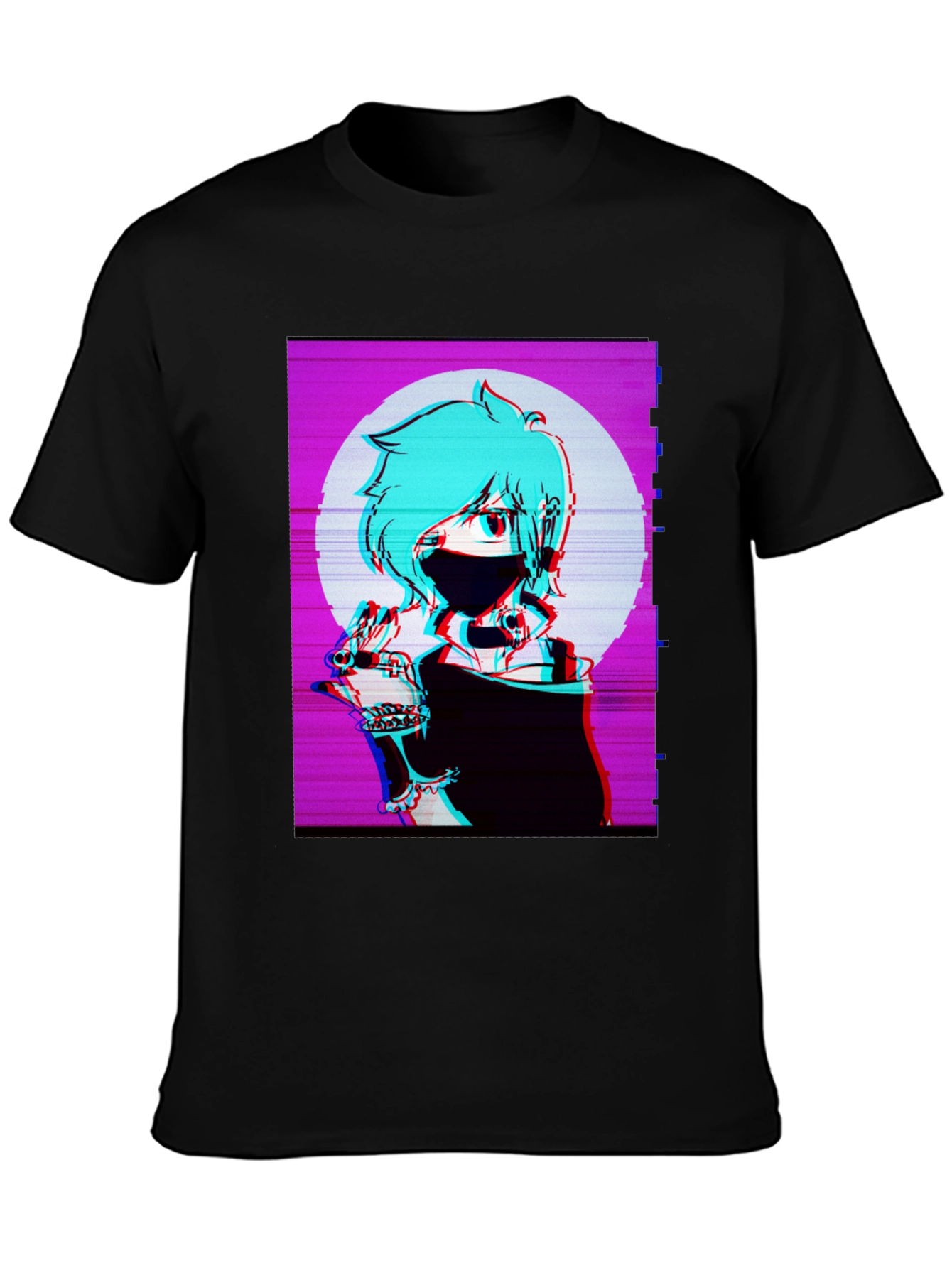 Anime Graphic Tee - Black Vaporwave T-Shirt