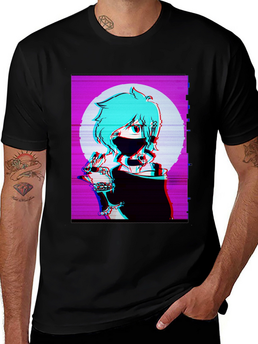 Anime Graphic Tee - Black Vaporwave T-Shirt