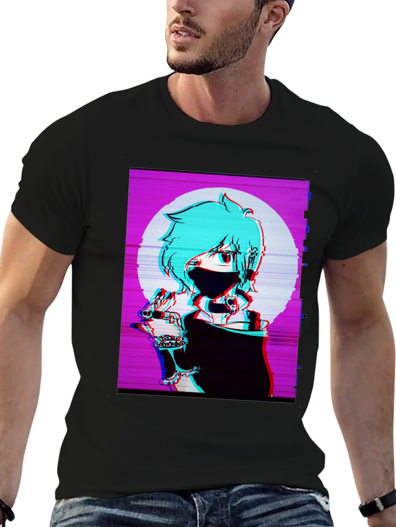 Anime Graphic Tee - Black Vaporwave T-Shirt