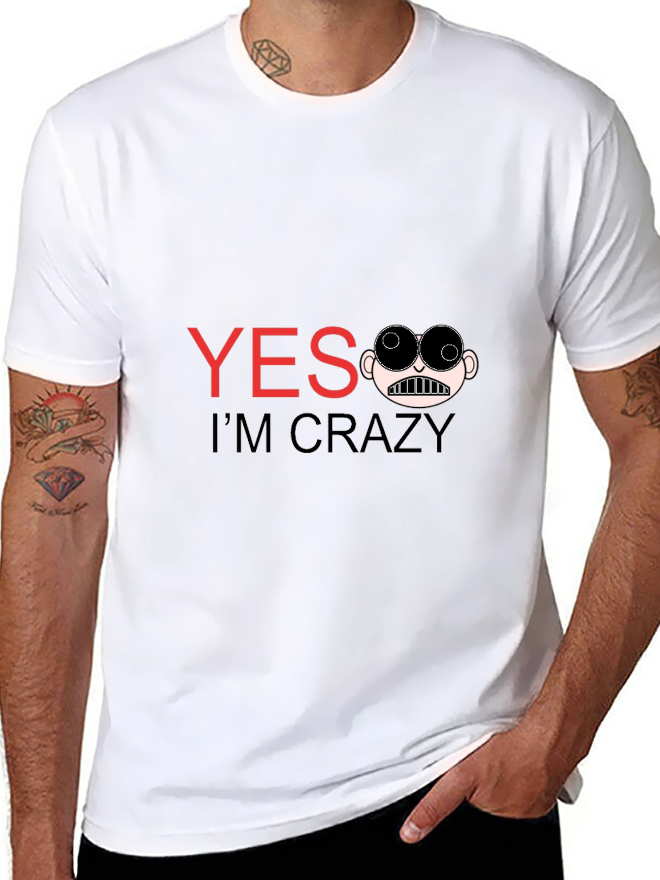 Funny Yes Im Crazy Graphic Tee - Black