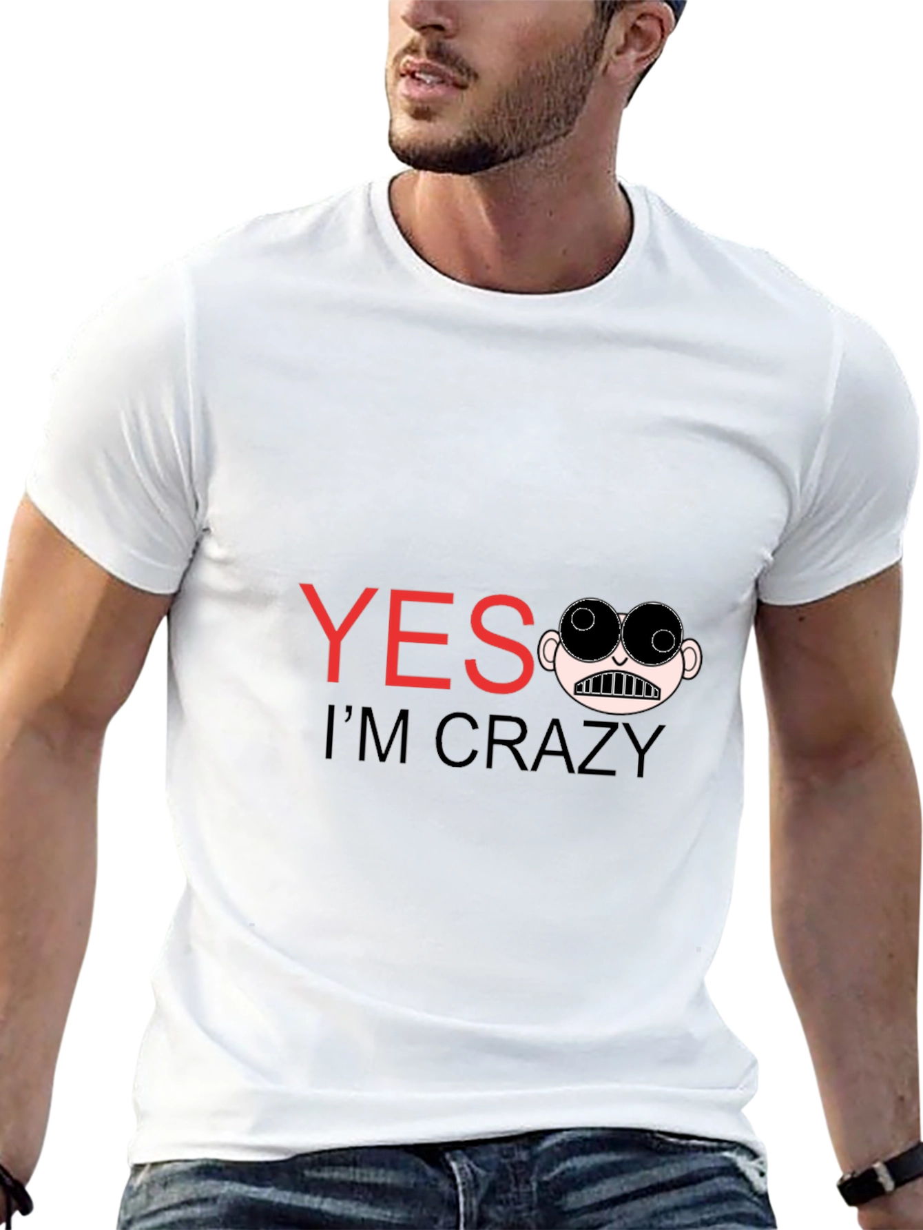 Funny Yes Im Crazy Graphic Tee - Black
