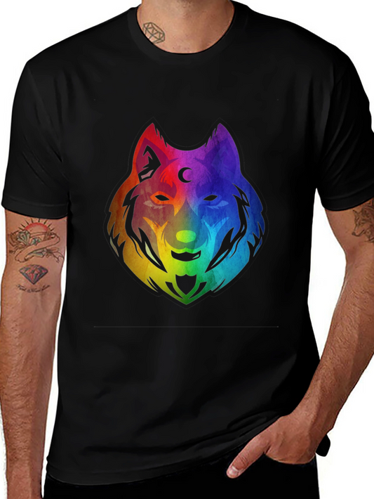 Rainbow Wolf Graphic T-Shirt - Black