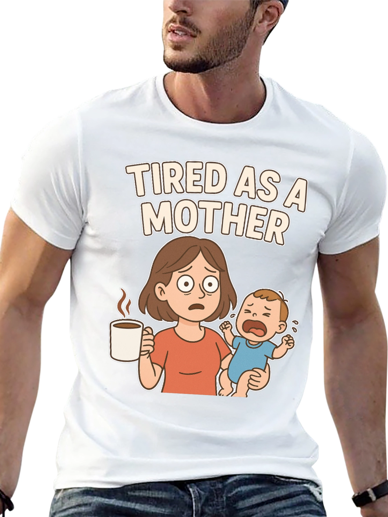 Tired as a Mother Cartoon Graphic T-Shirt