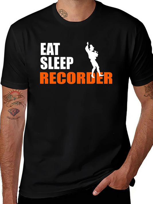 Eat Sleep Recorder Black Graphic Tee