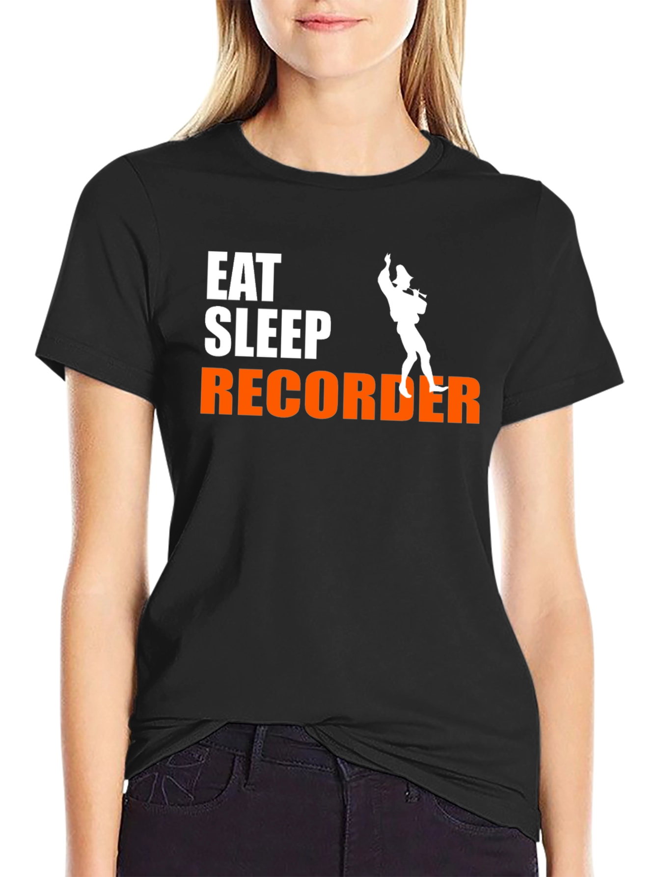 Eat Sleep Recorder Black Graphic Tee