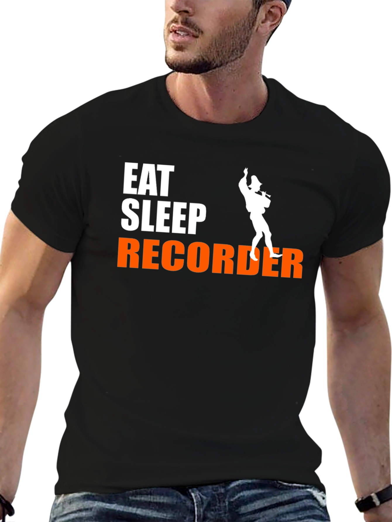 Eat Sleep Recorder Black Graphic Tee