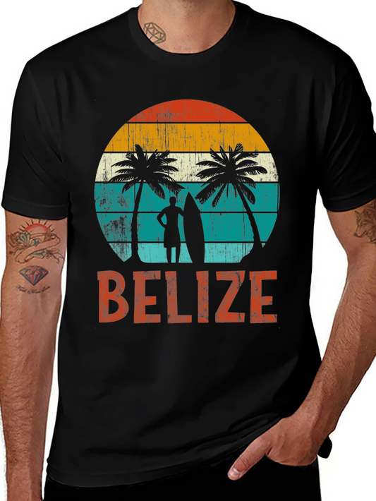 Belize Sunset Surf T-Shirt - Retro Beach Vibes