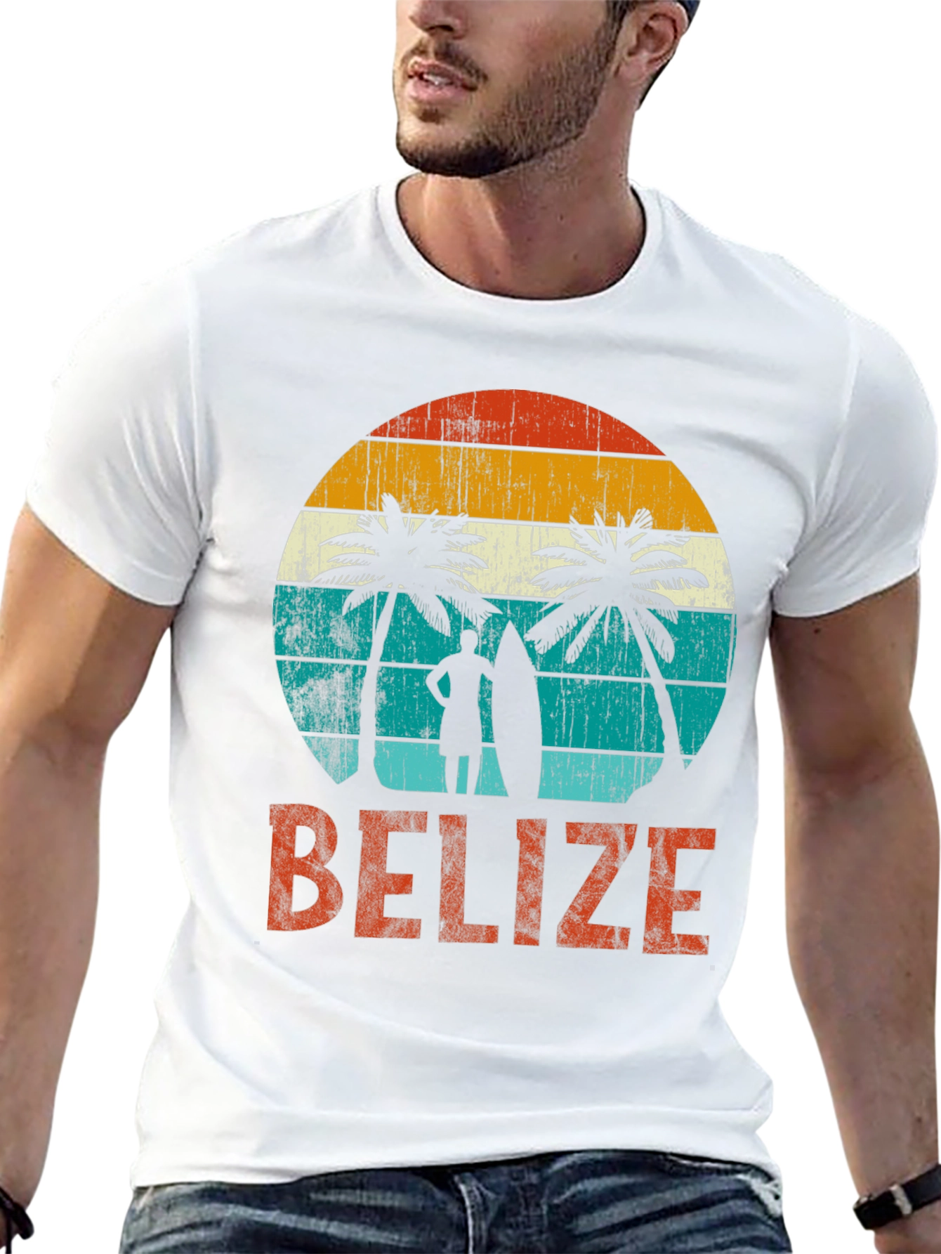 Belize Sunset Surf T-Shirt - Retro Beach Vibes