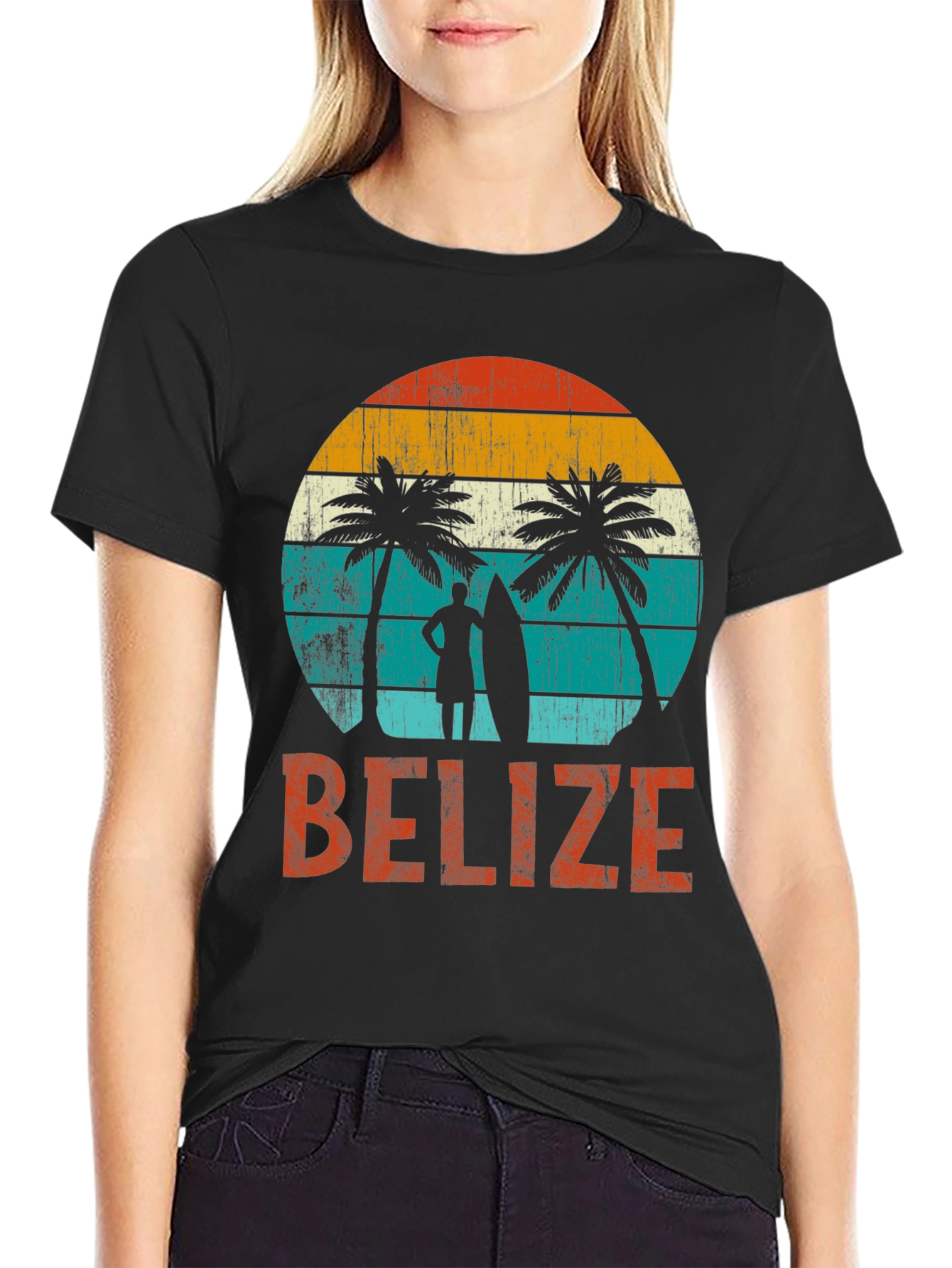 Belize Sunset Surf T-Shirt - Retro Beach Vibes