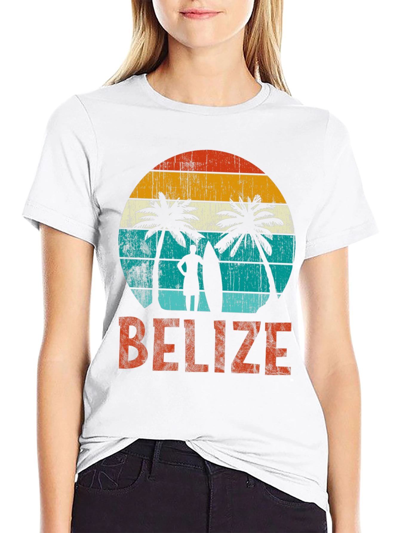 Belize Sunset Surf T-Shirt - Retro Beach Vibes