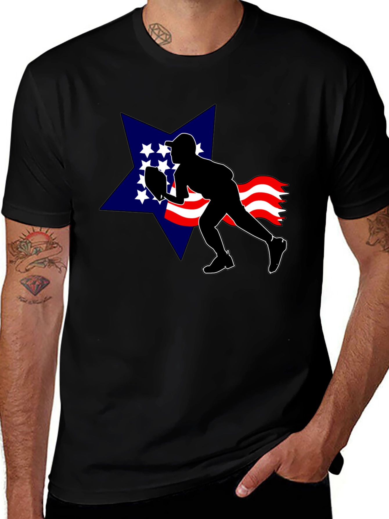 Patriotic Football T-Shirt: USA Star Silhouette