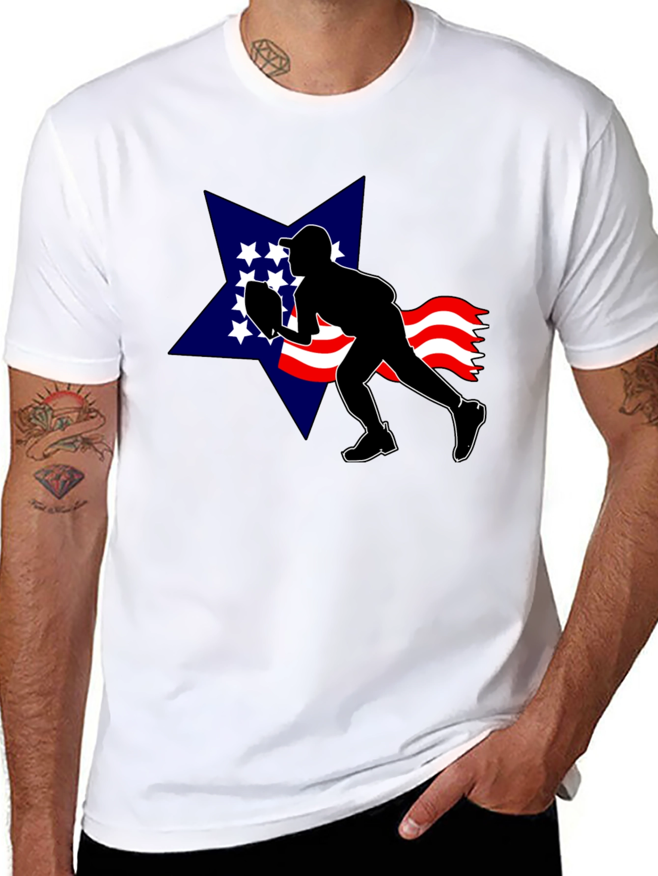 Patriotic Football T-Shirt: USA Star Silhouette